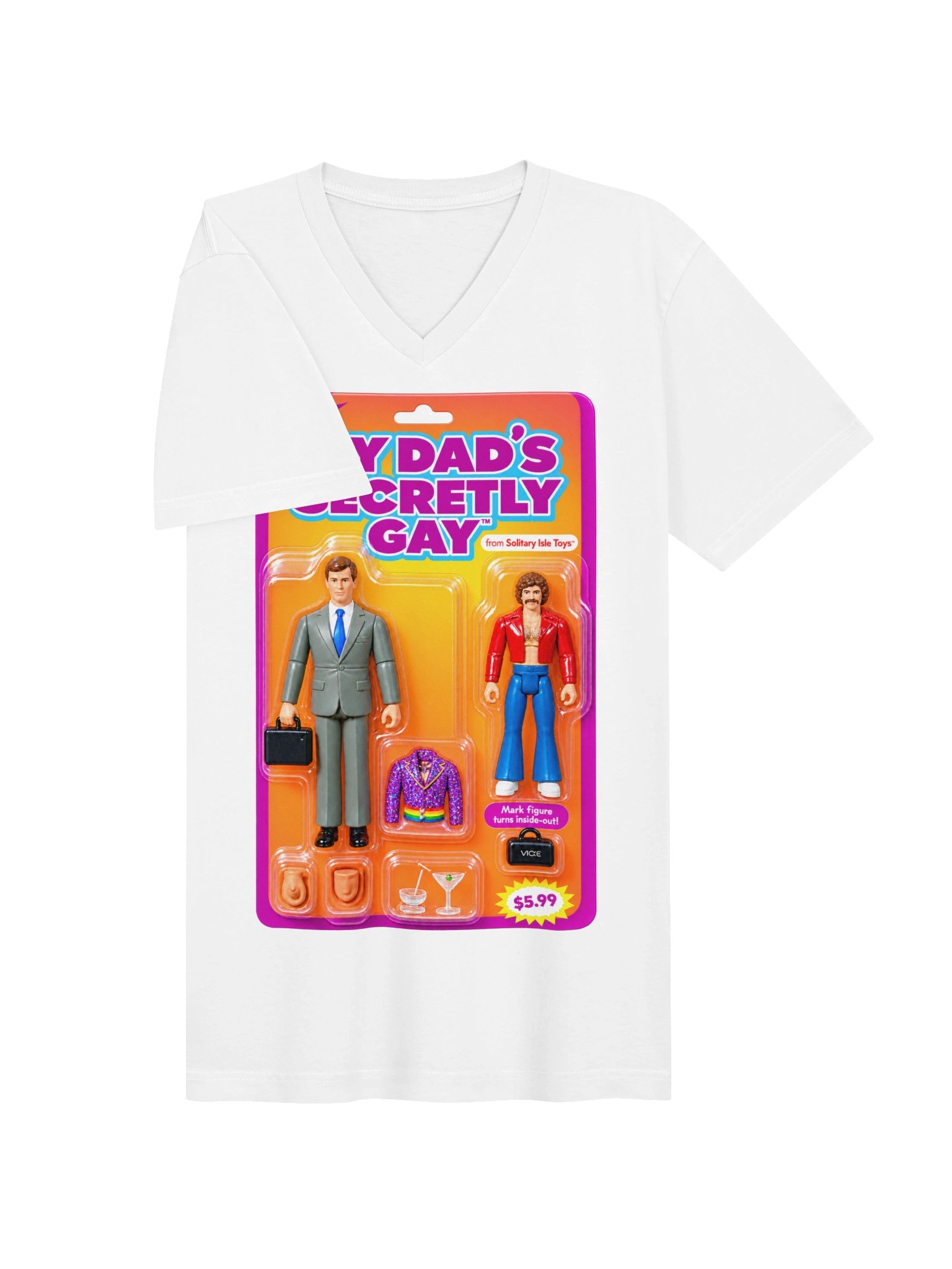 666 Toys | My Dad's Secretly Gay | Bella+Canvas Short Sleeve V-Neck Jersey T-Shirt product image (7)