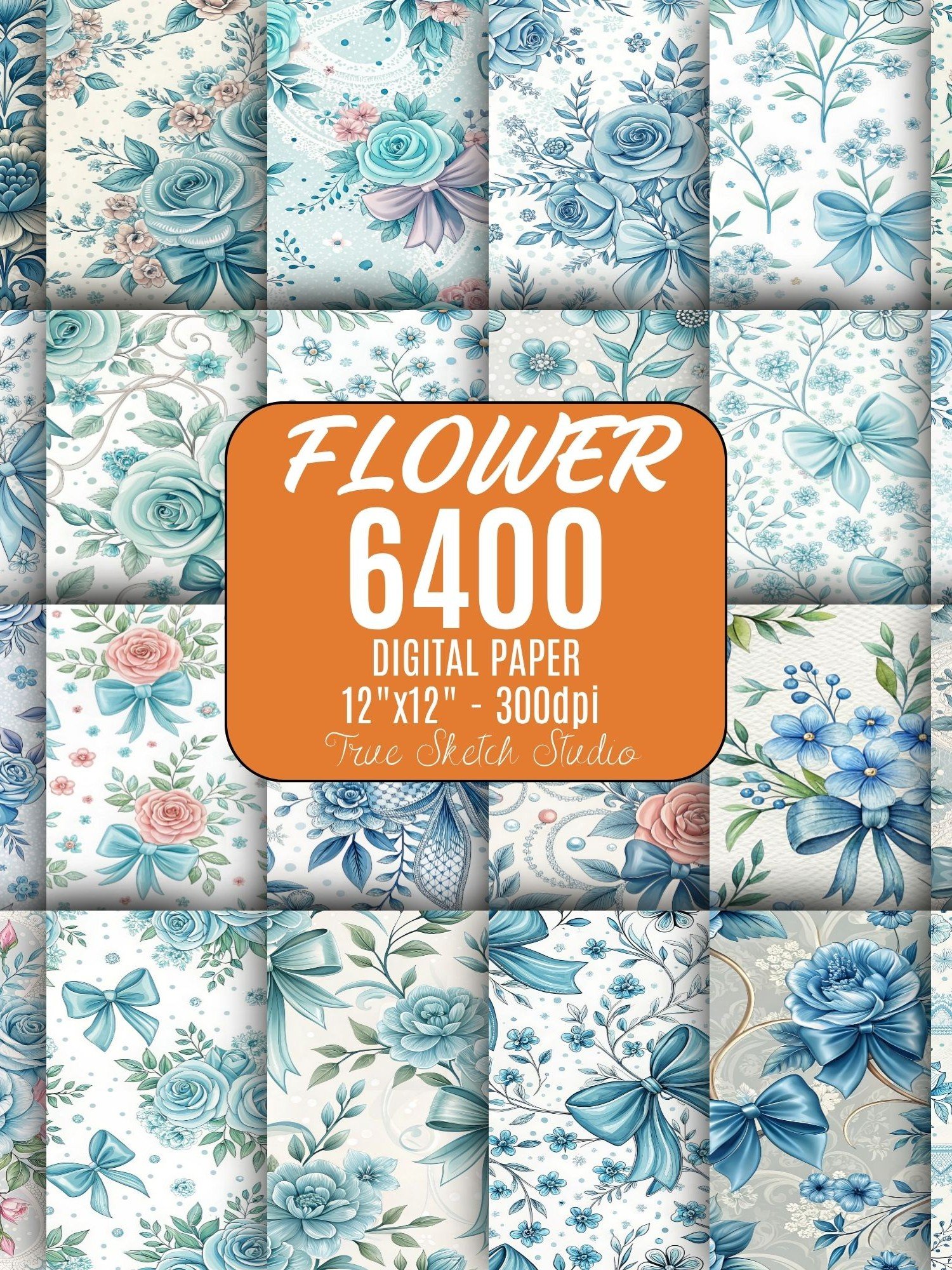6400 Floral Digital Paper Bundle, Flower Pattern Mega Pack product image (3)