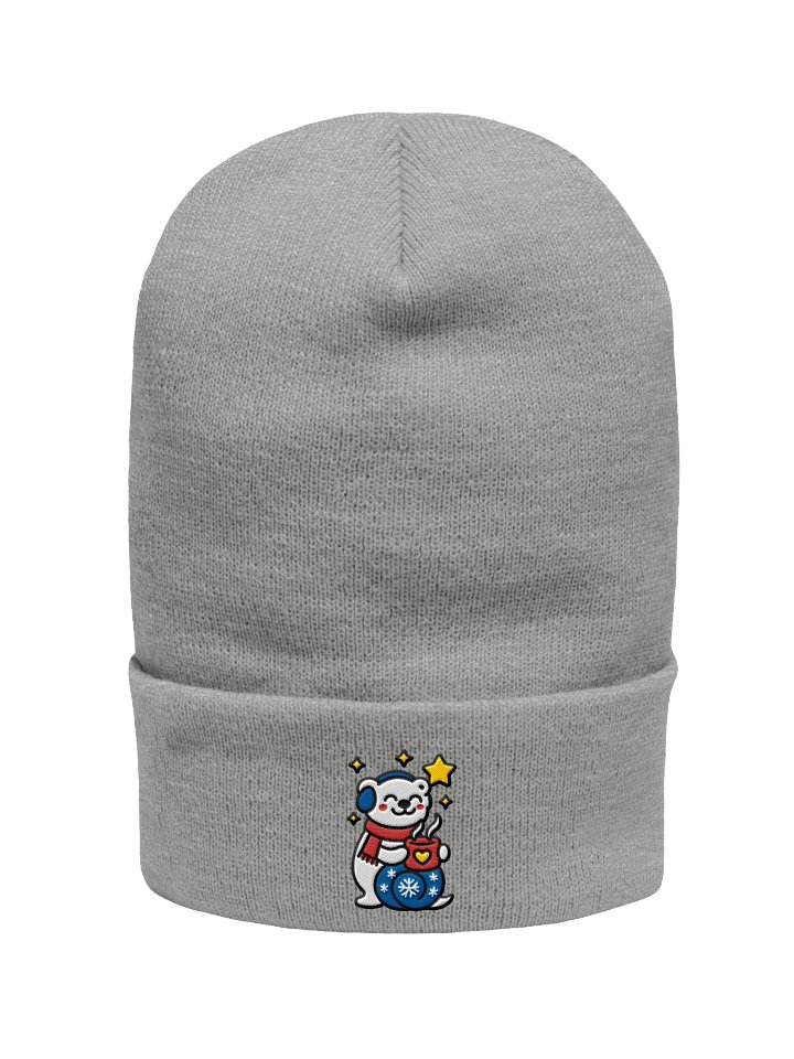 Cozy Sips & Snowflakes – Polar Bear Beanie - Embroidered product image (1)