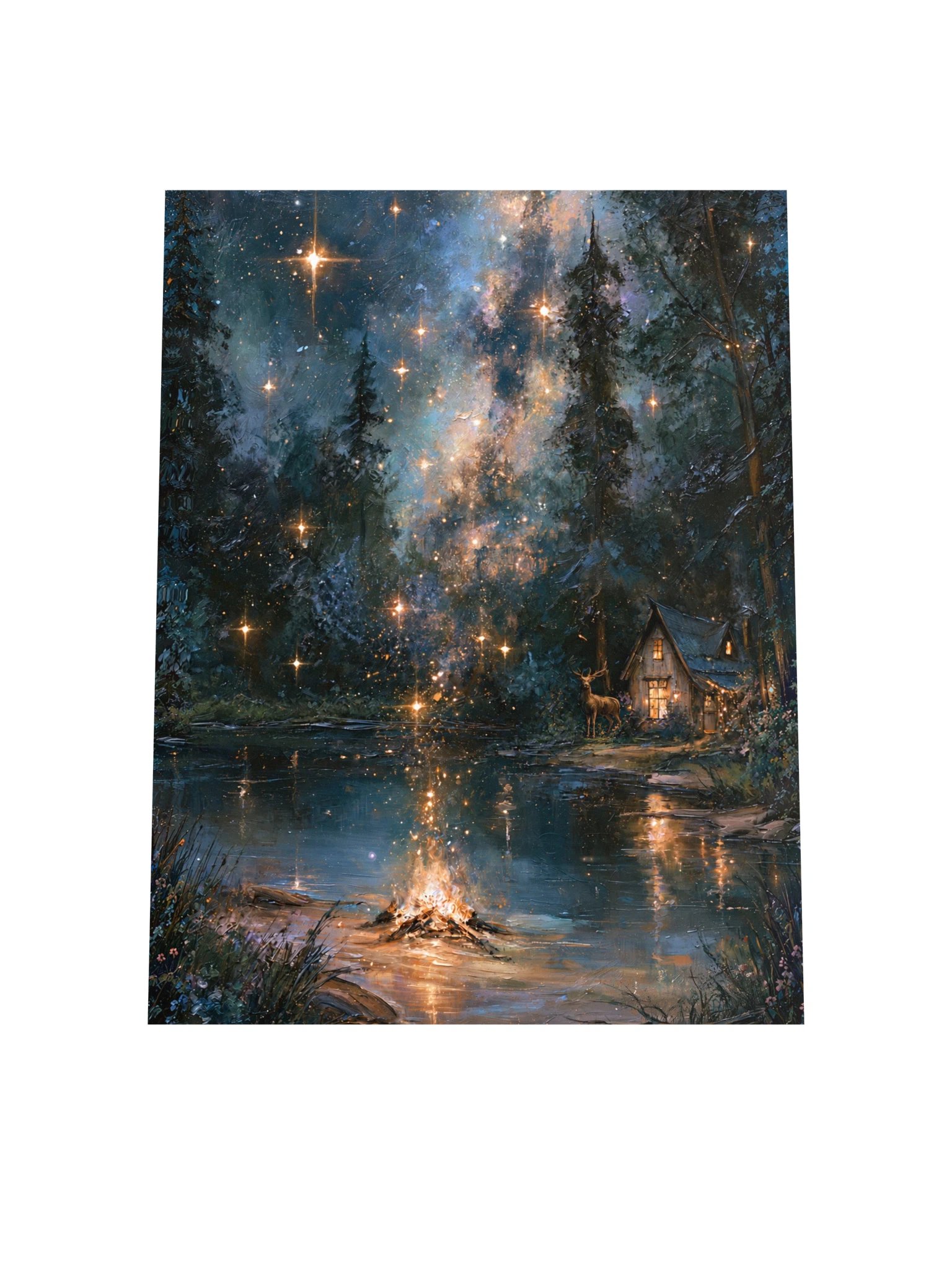 Starry Lakeside Cabin Art Print — Starry Cabin product image (4)