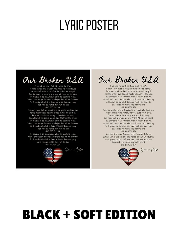 Our Broken USA Lyric Poster – Black + Soft Editions (Digital Download) product image (1)