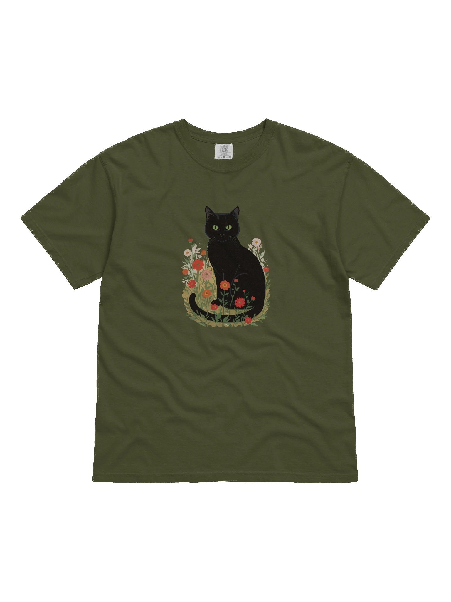 The Garden Guardian – Artistic Cat & Wildflower T-Shirt product image (3)