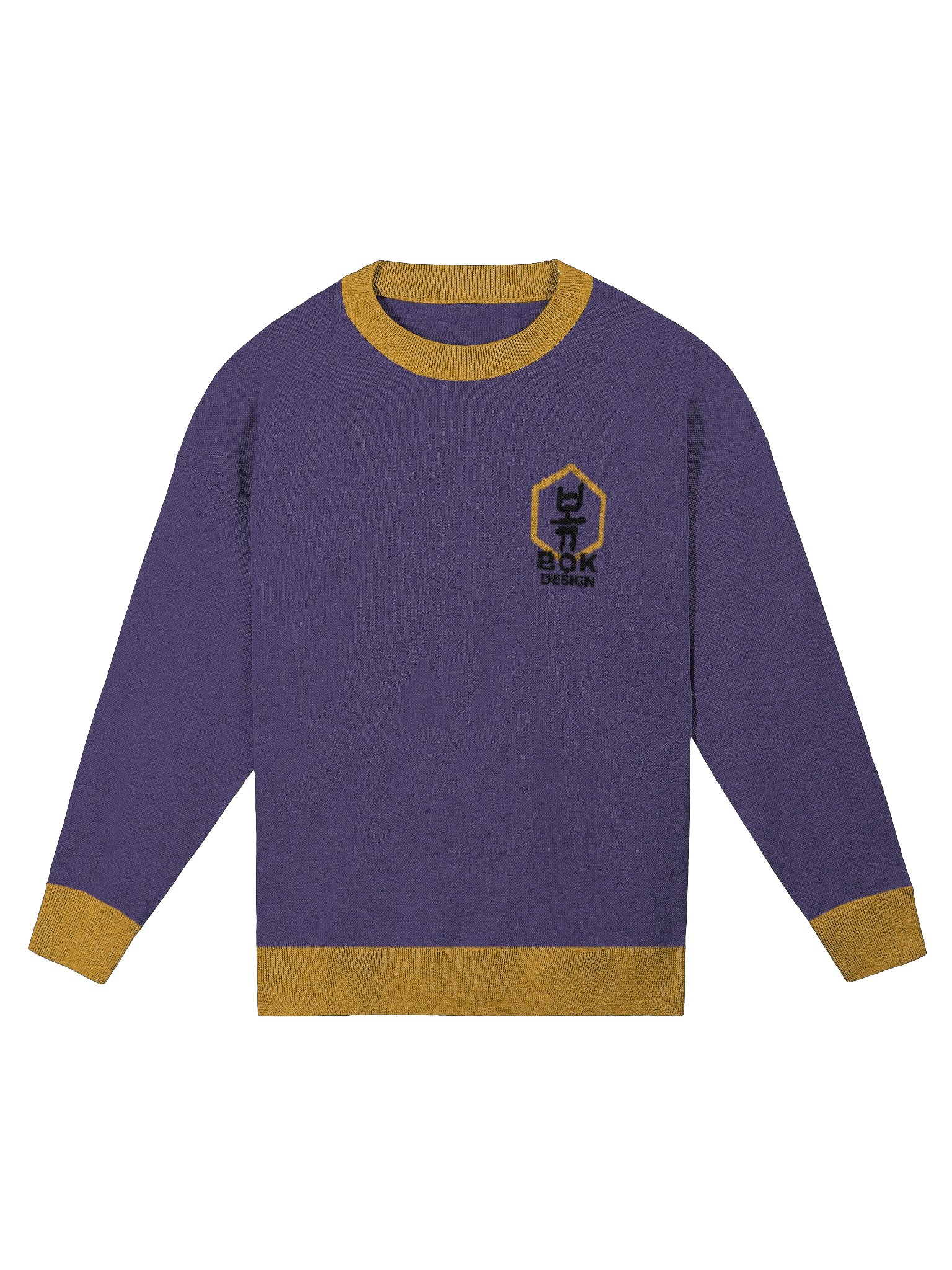 Sweatbok bokshirt //jacquard-knitted crewneck\\ royal mustard no back product image (5)