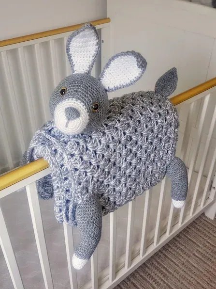 Woodland Bunny Baby Blanket Crochet Pattern - Pram Toy Security Blanket PDF - Crafting Happiness product image (1)
