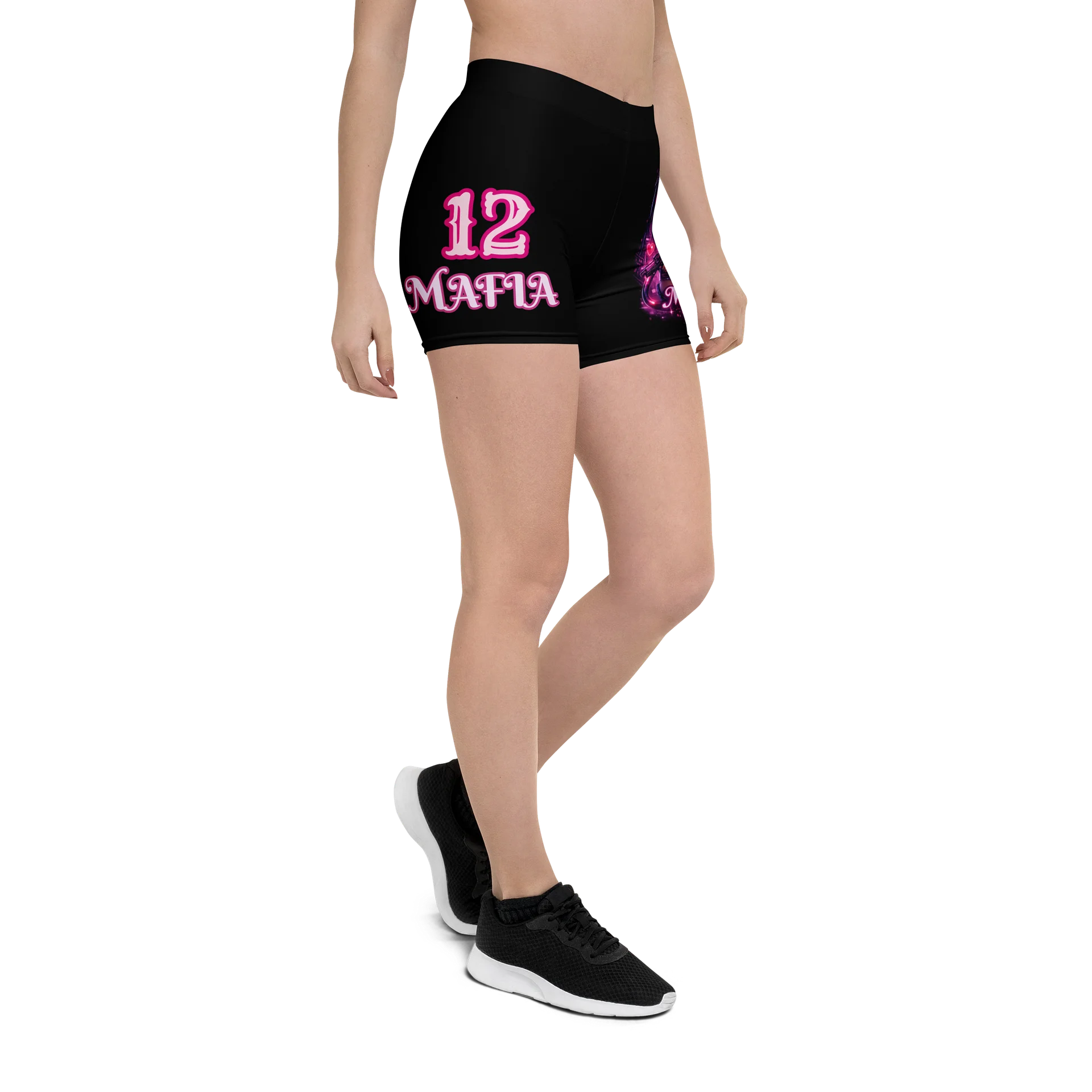 Medellin Mafia Pink Devil Biker Shorts for Women | Streetwear Activewear product image (7)