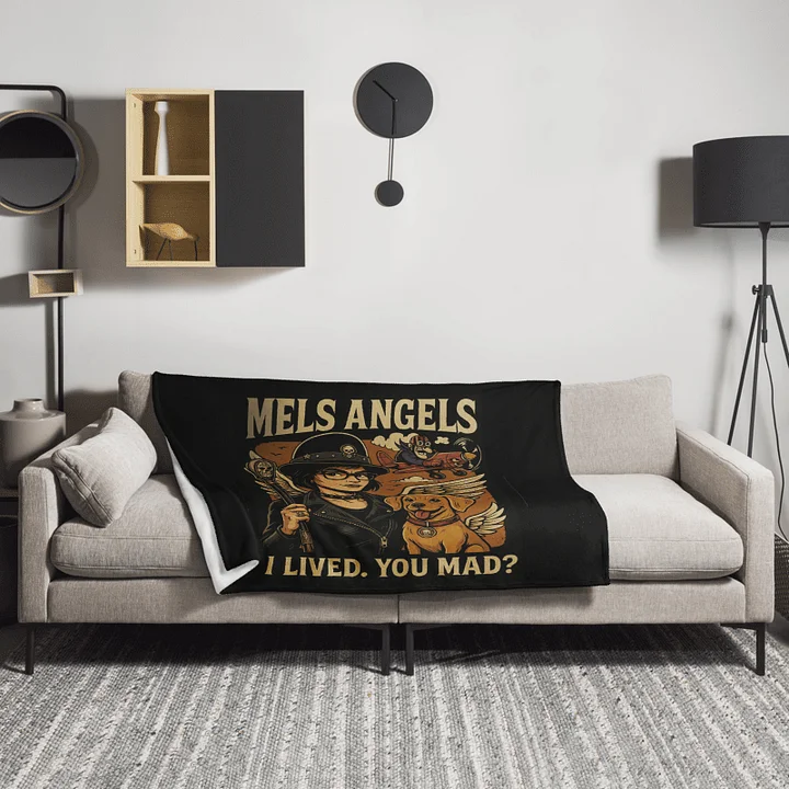 Mel’s Angels “I Lived. You Mad?” Throw Blanket product image (1)