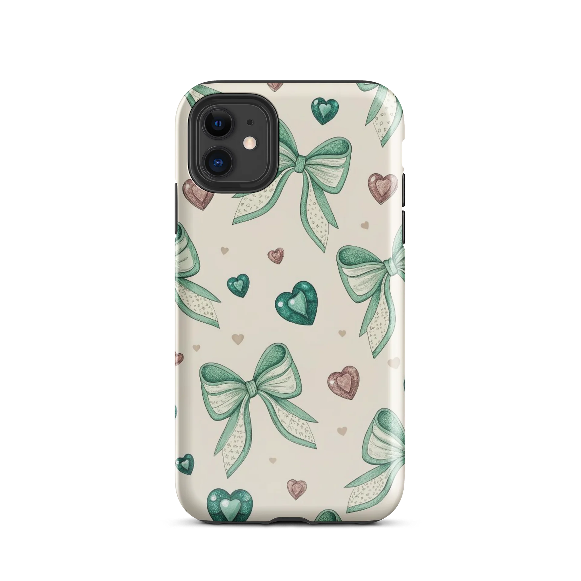 Green Bow Heart Pattern iPhone Tough Case product image (55)