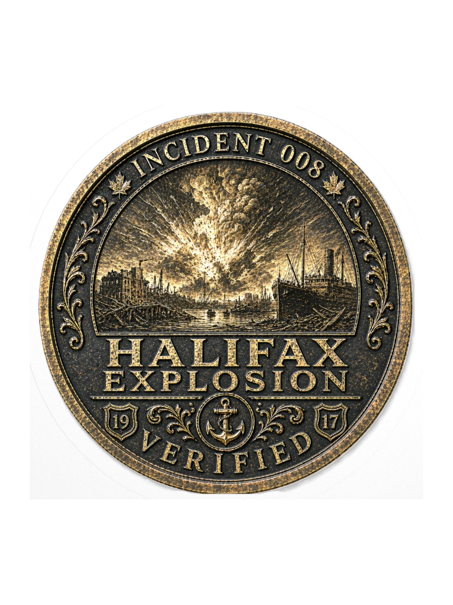 Incident 008 — Halifax Explosion Archive Badge Sticker product image (1)