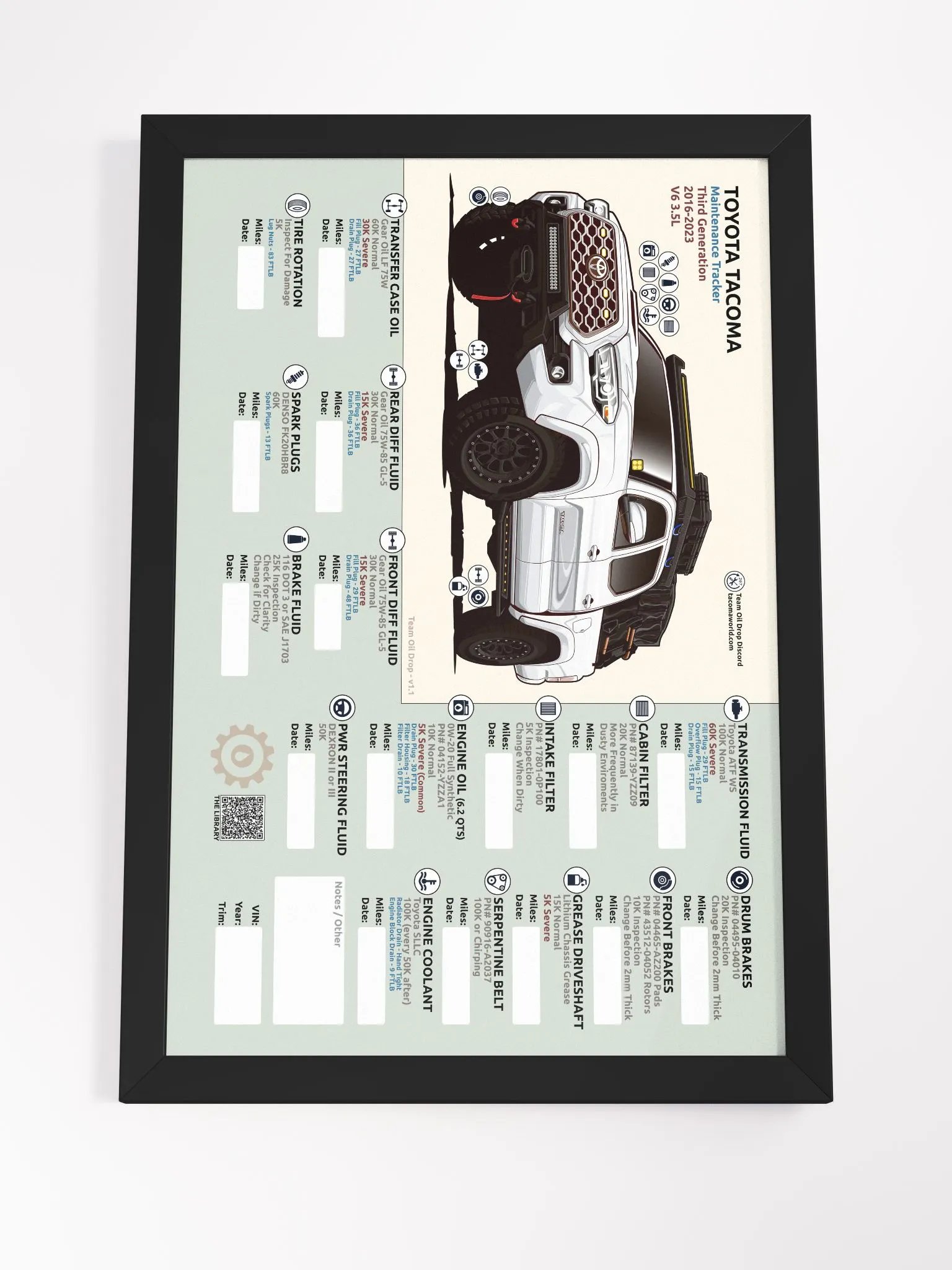 3RD GEN MAINTENANCE TRACKER V1.1 - White (Framed) product image (5)