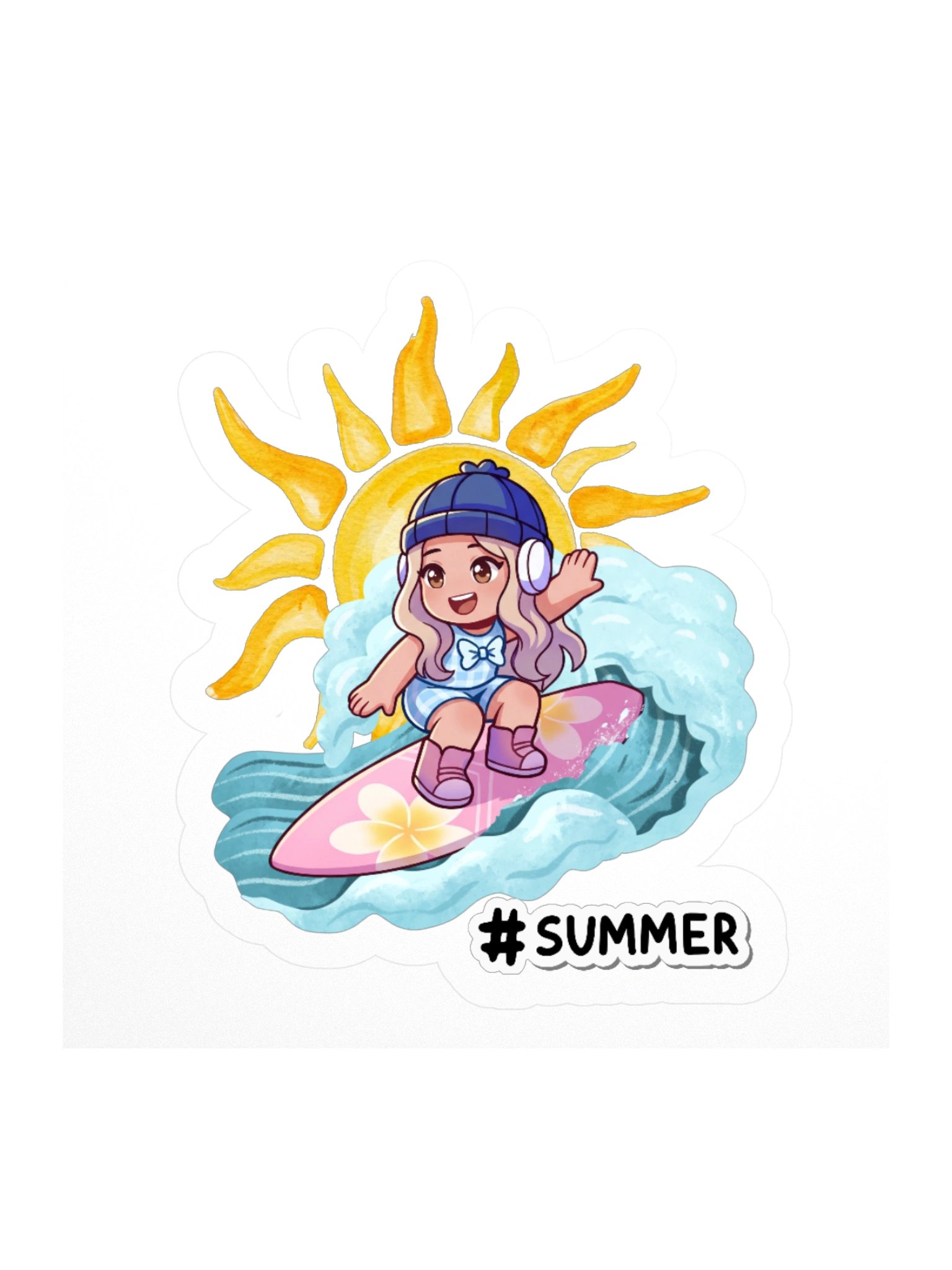 Surf Girl Kiss-Cut Sticker — #SUMMER by Aviella product image (2)