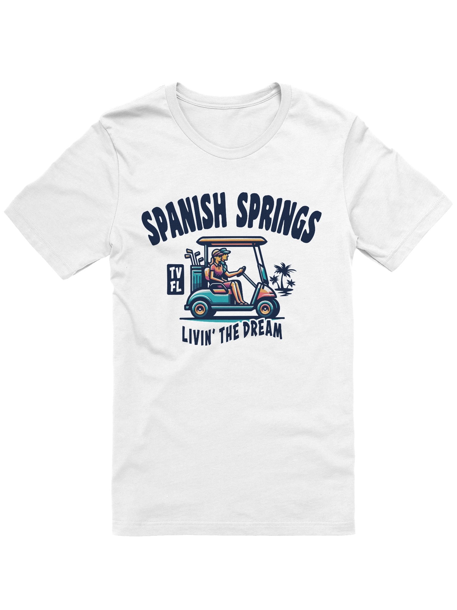 Spanish Springs TV Florida USA Fun Golf Cart Design T-shirt product image (1)