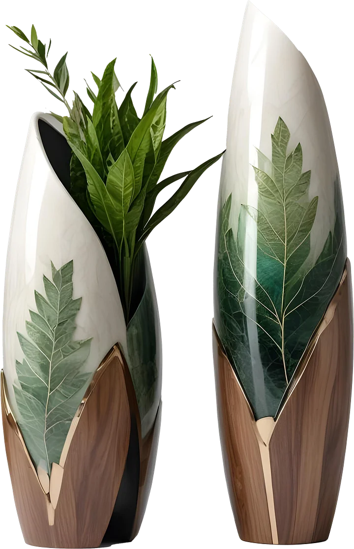 Luxe Botanique – Vase Art Déco with Plant spa decor product image (1)
