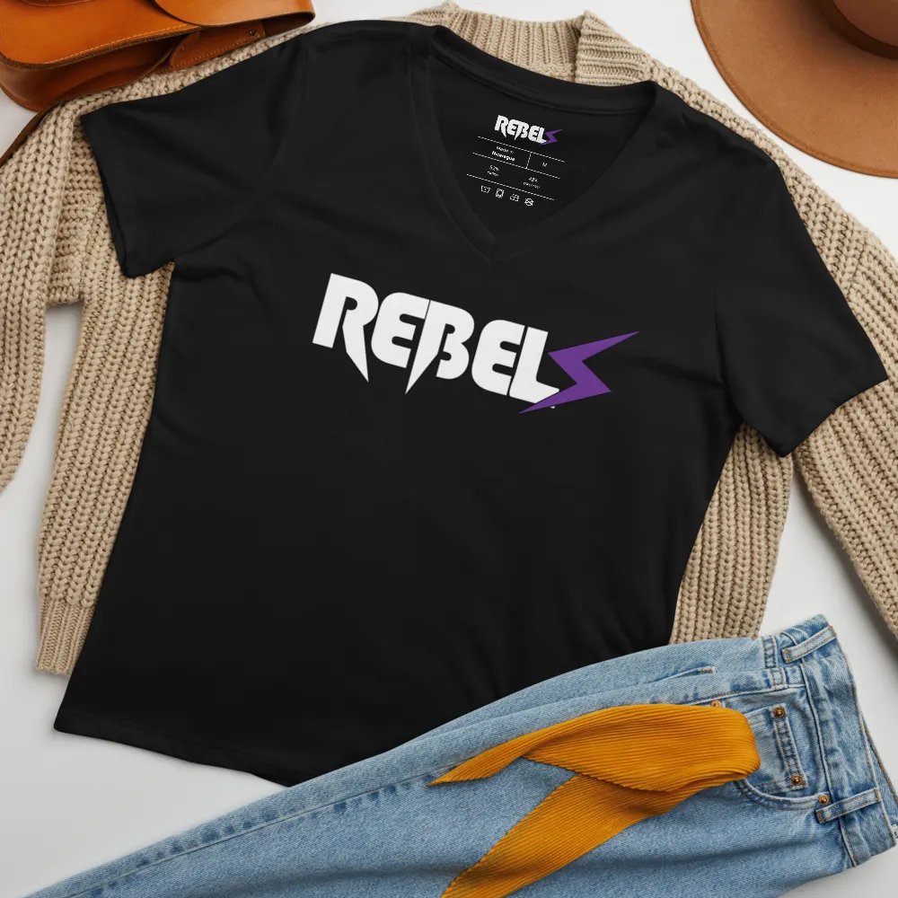 Woman's V Neck | Black | White/Purple product image (9)