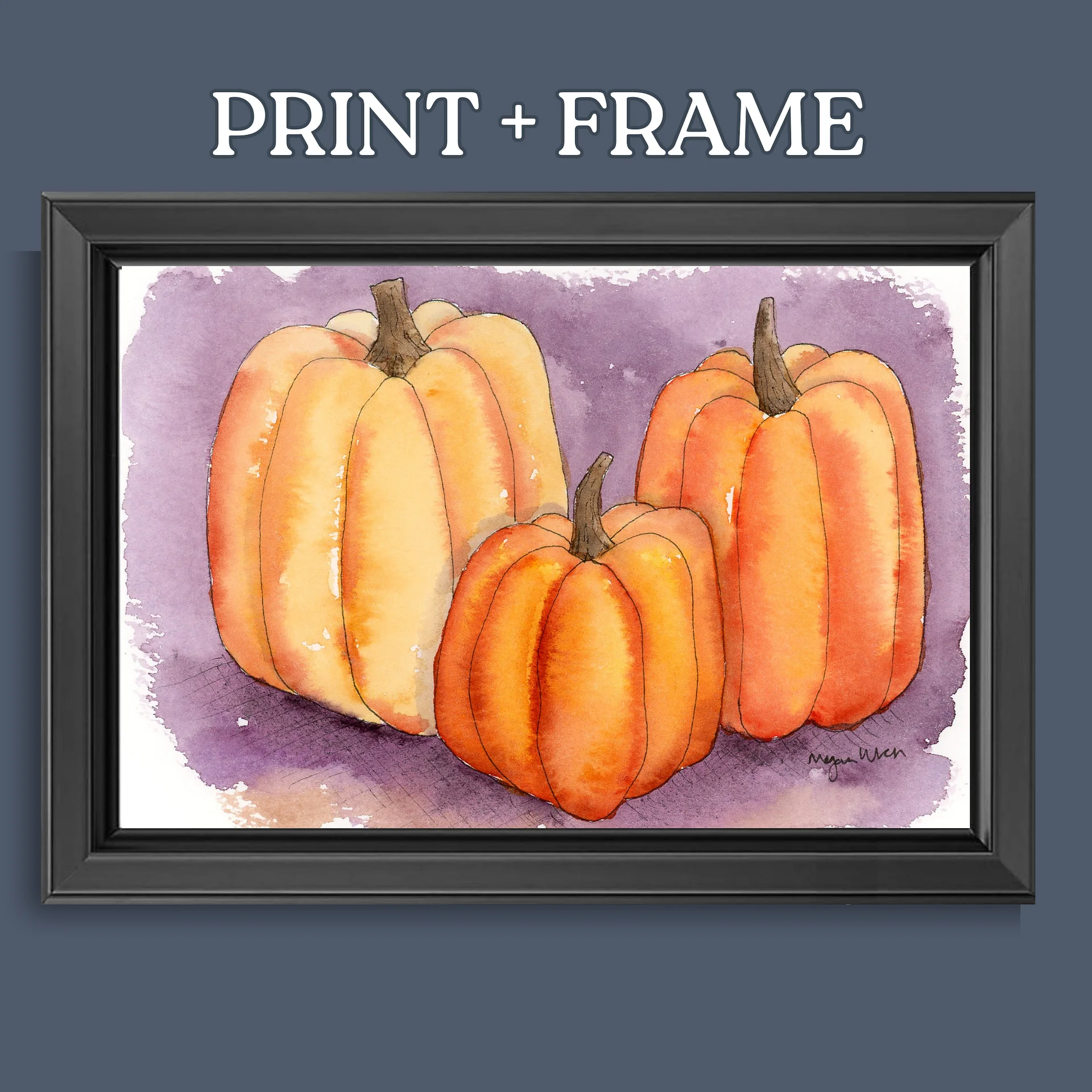 Autumn Pumpkins Watercolor Print - Pumpkin Dreams product image (4)