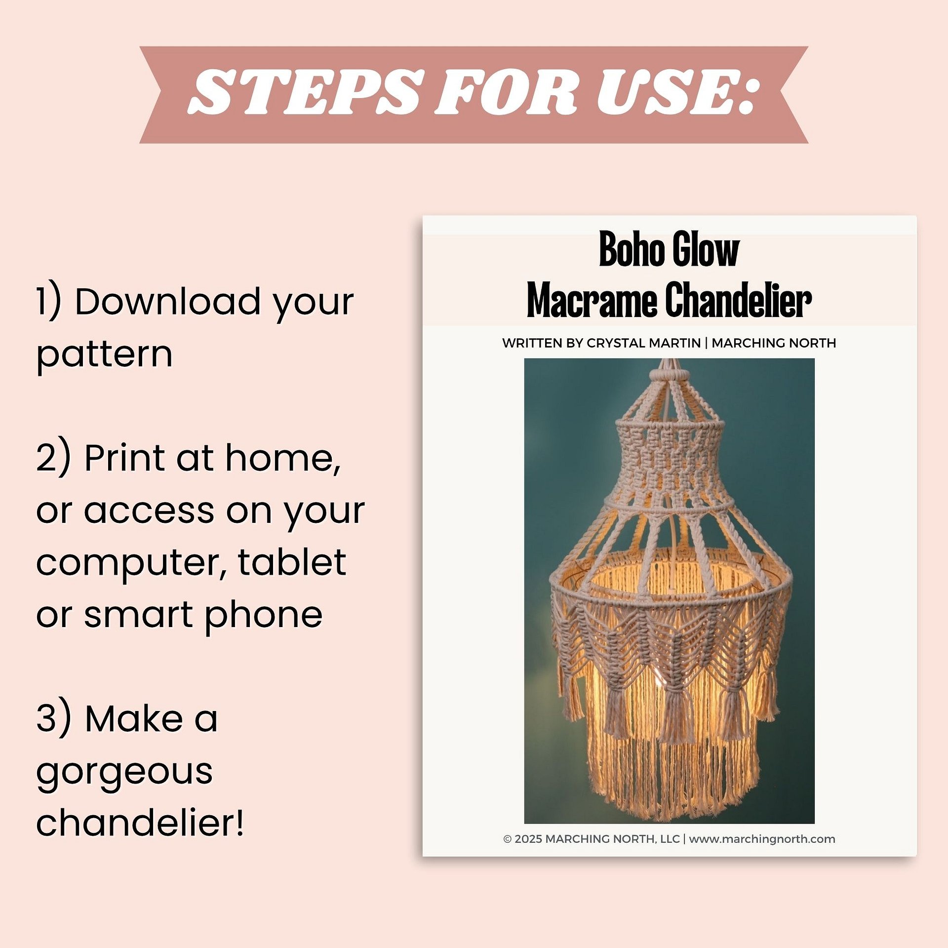 Boho Glow Macrame Chandelier (Digital PDF Pattern) product image (6)