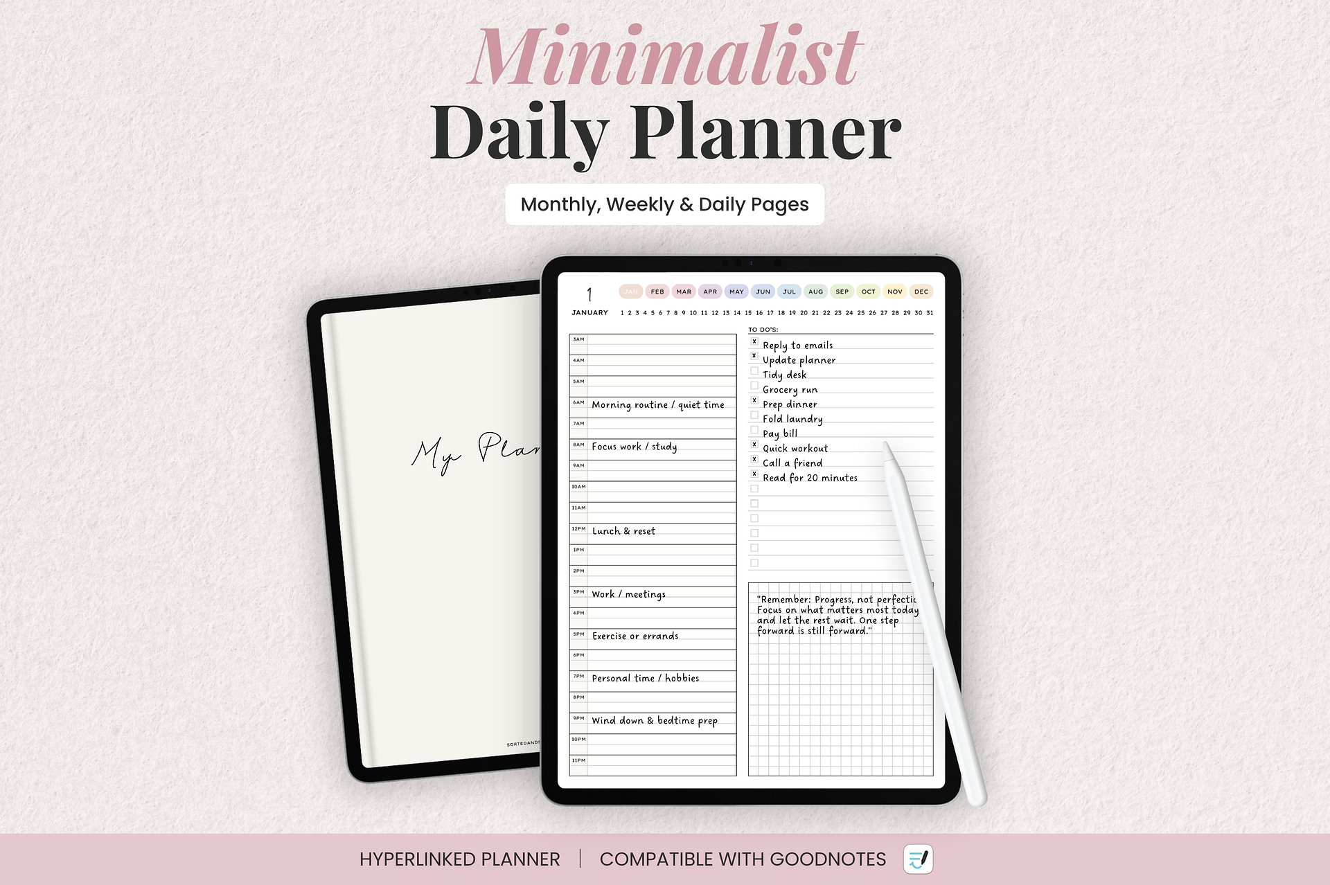 Minimalist Digital Daily Planner - Colorful product image (1)