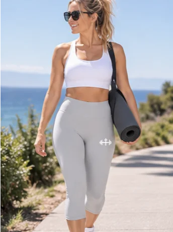His House Womens Performance Crop Leggings - Silver by His House