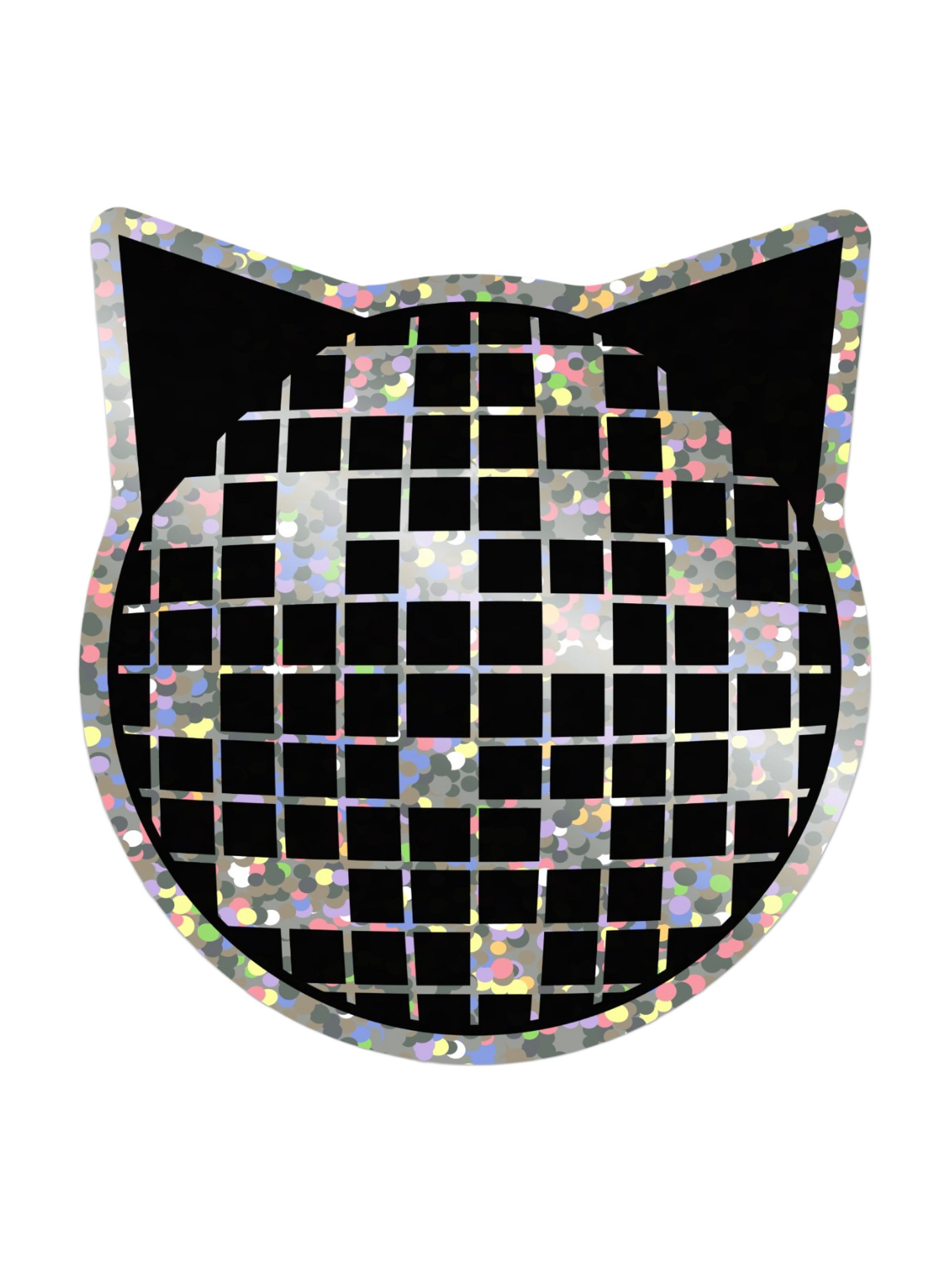 Black Cat Disco Ball sparkly sticker product image (1)