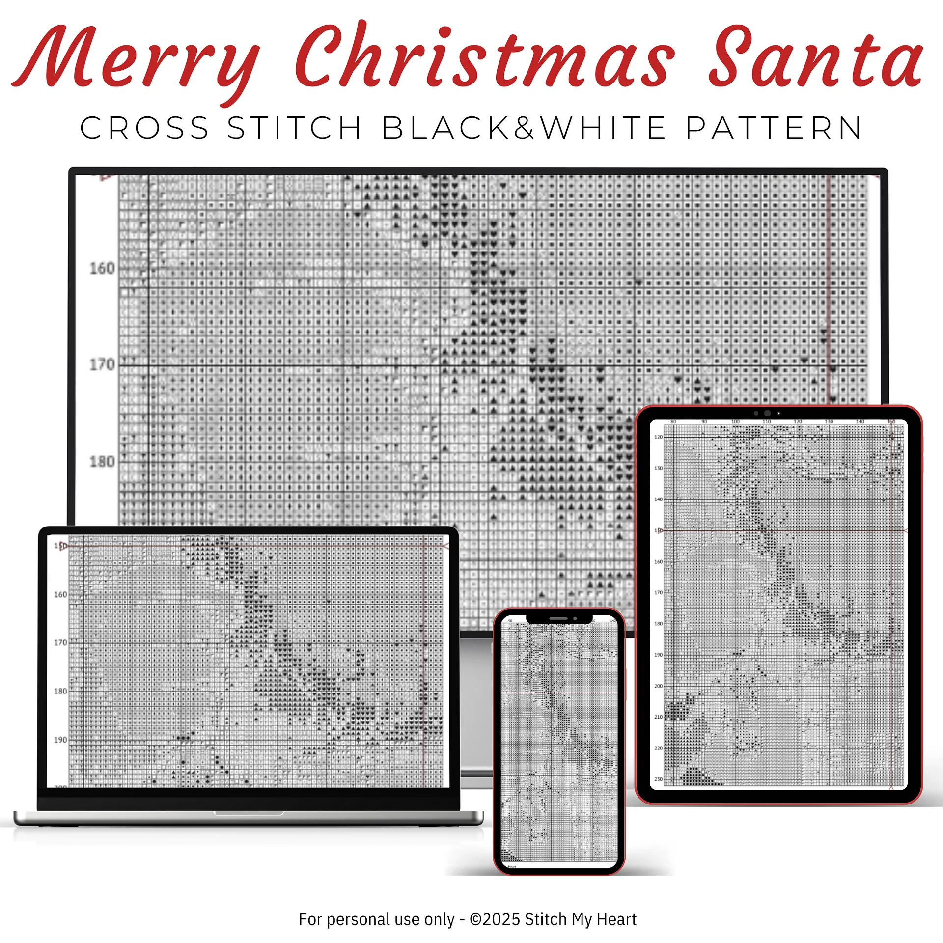 Merry Christmas Santa Claus Cross Stitch Pattern product image (4)