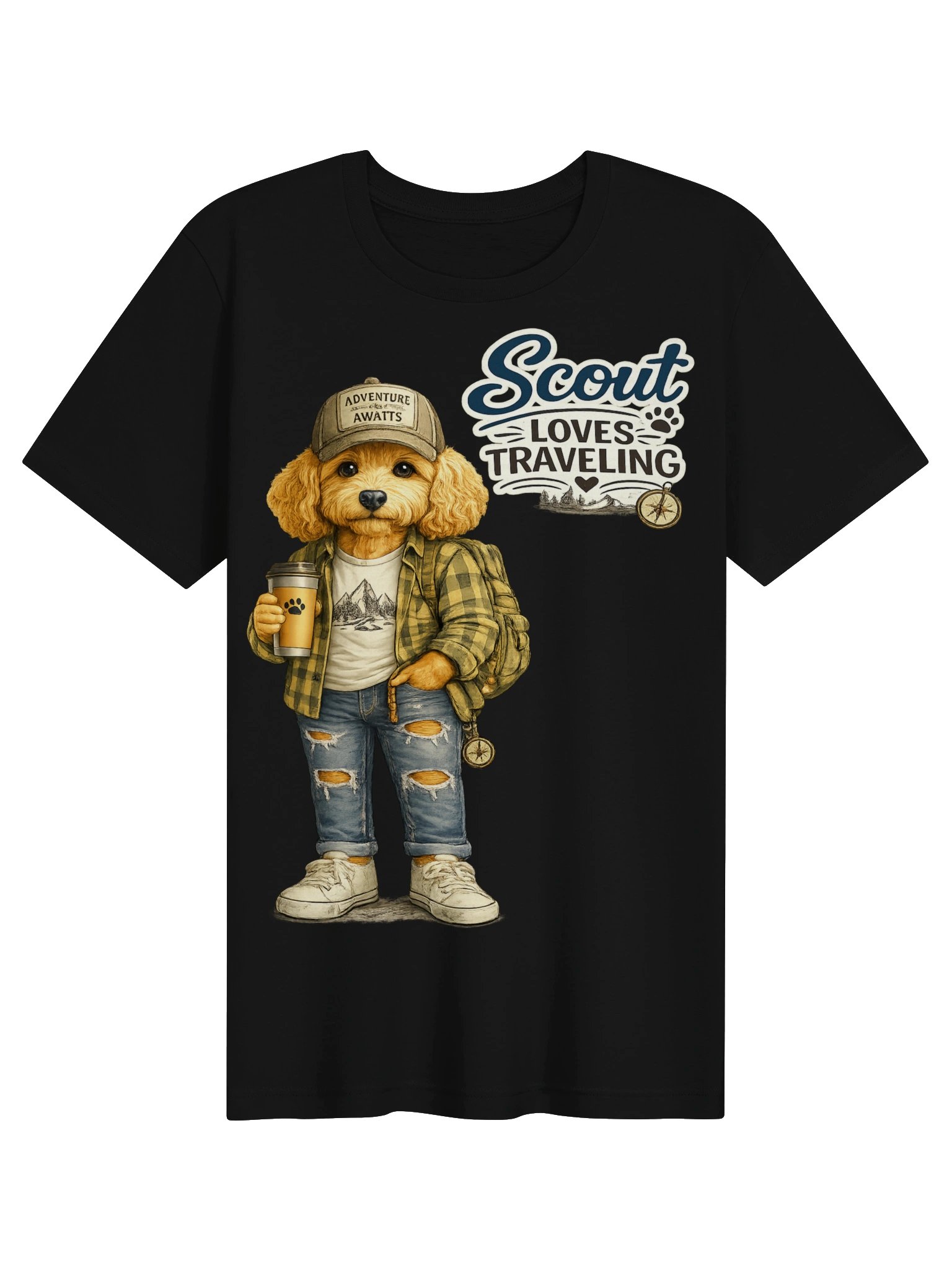 Scout Loves Traveling Adventure Dog Adult Tee product image (1)