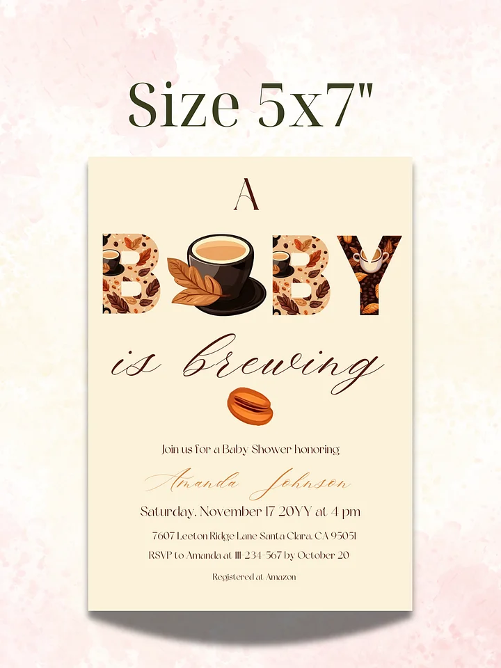 Coffee Baby Shower Invitation, Rustic Beige Baby Shower Party, A Baby is Brewing Themed Brunch Invite, Digital Download Canva Template product image (2)