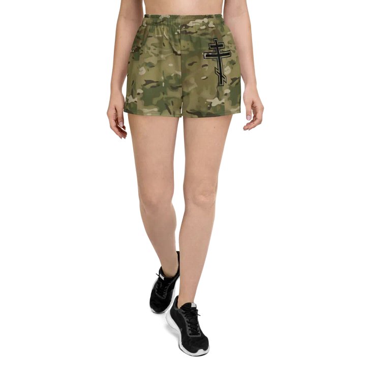 Faithful Camo: Proverb 3:25 Motion Women's Athletic Shorts - Multicam product image (1)