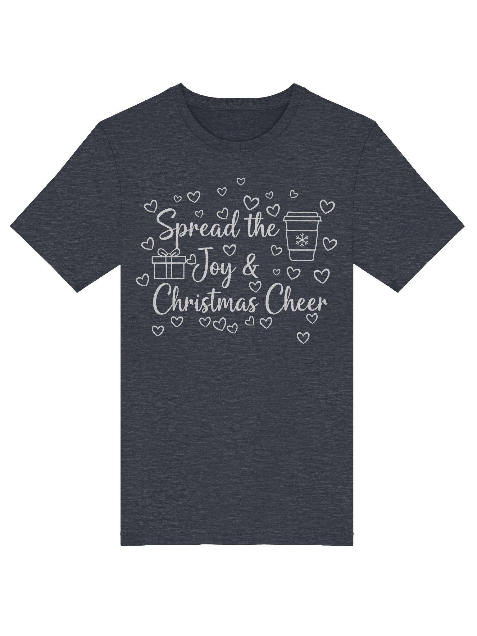 Spread the Joy & Christmas Cheer T-Shirt – Cute Holiday Coffee Hearts Gift Tee product image (17)