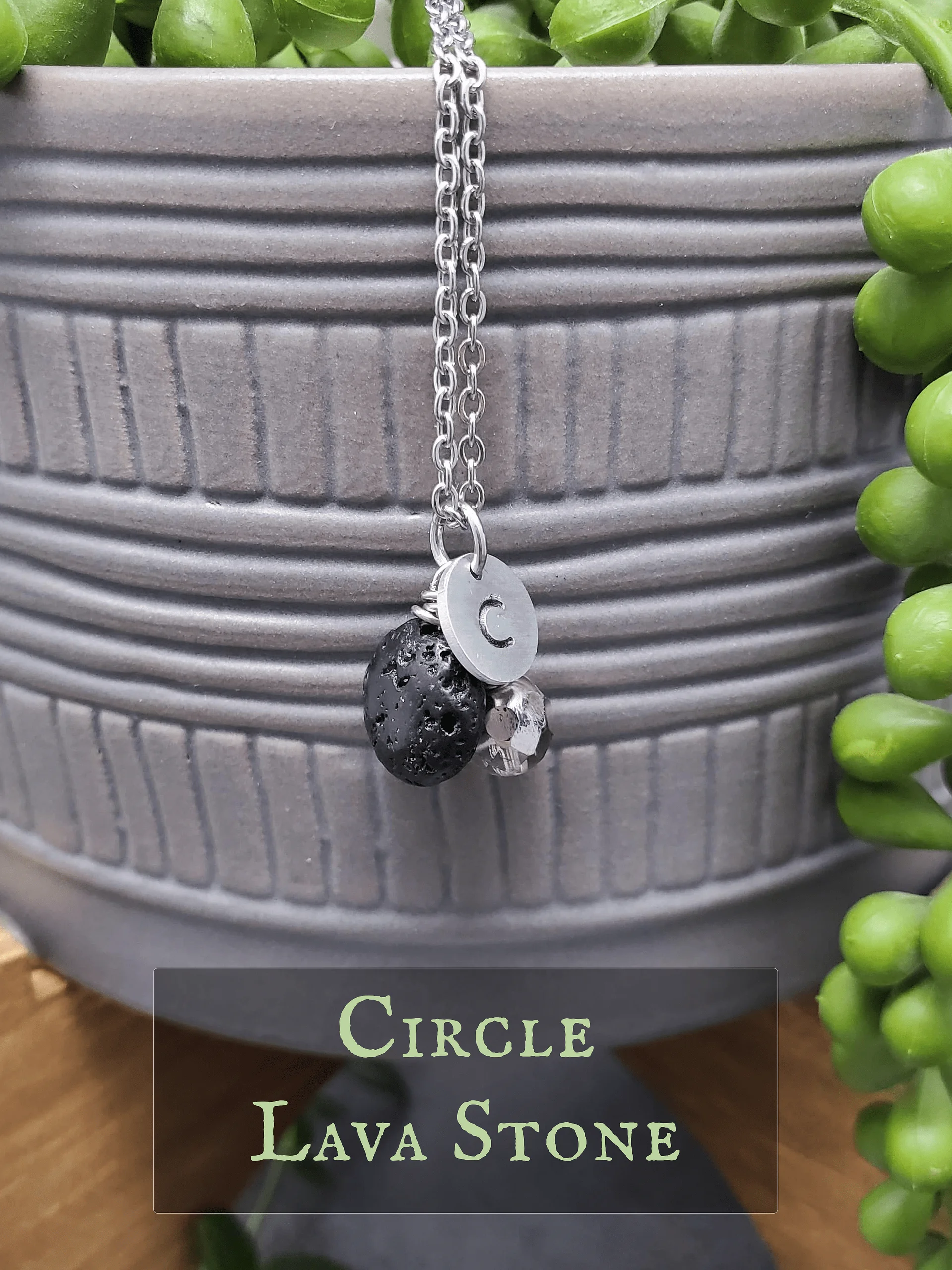 Czech Your Lava Personalized Necklace • Initial Diffuser Necklace • Minimalist Aromatherapy Jewelry product image (3)