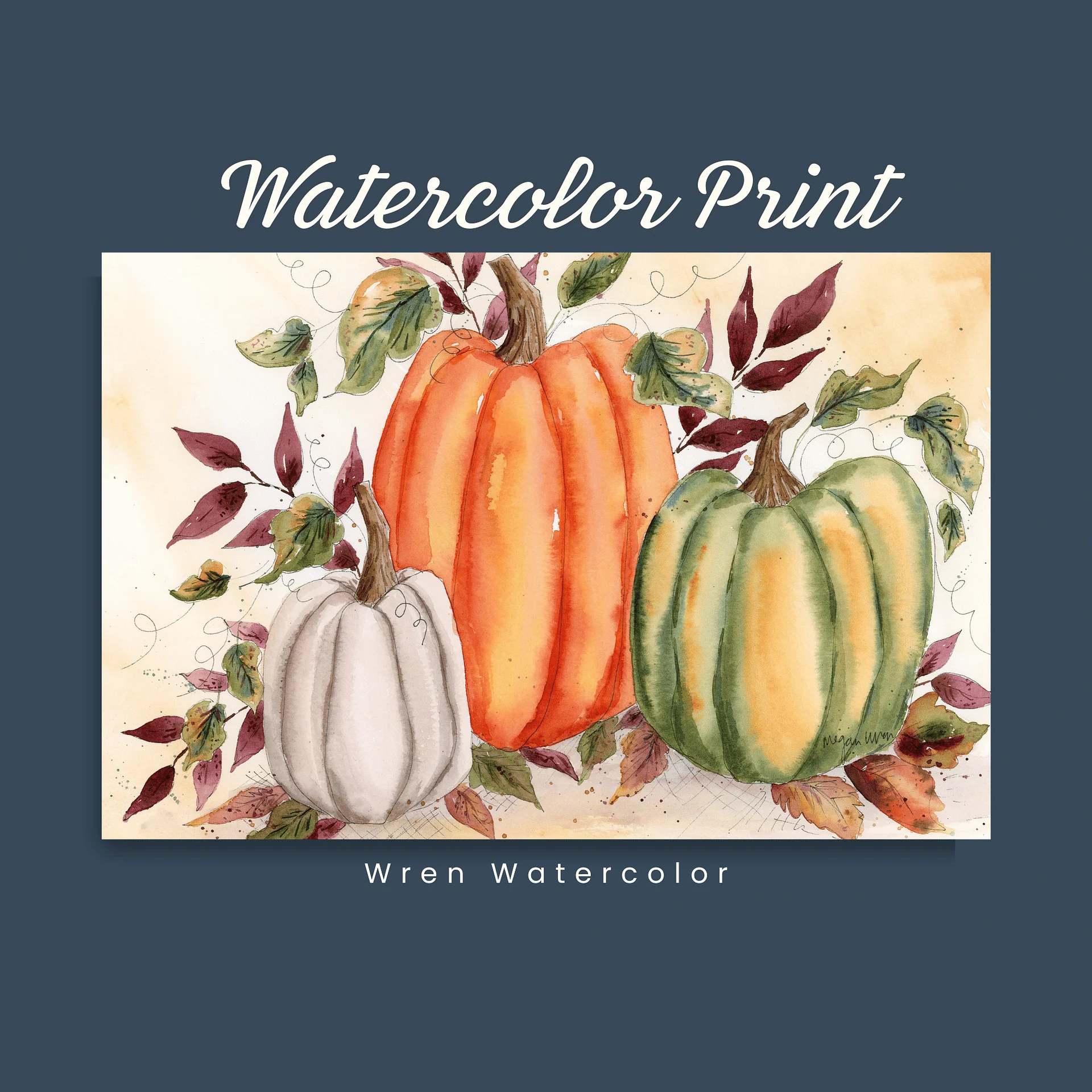 Fall Pumpkin Watercolor Print - Autumn Gathering product image (1)
