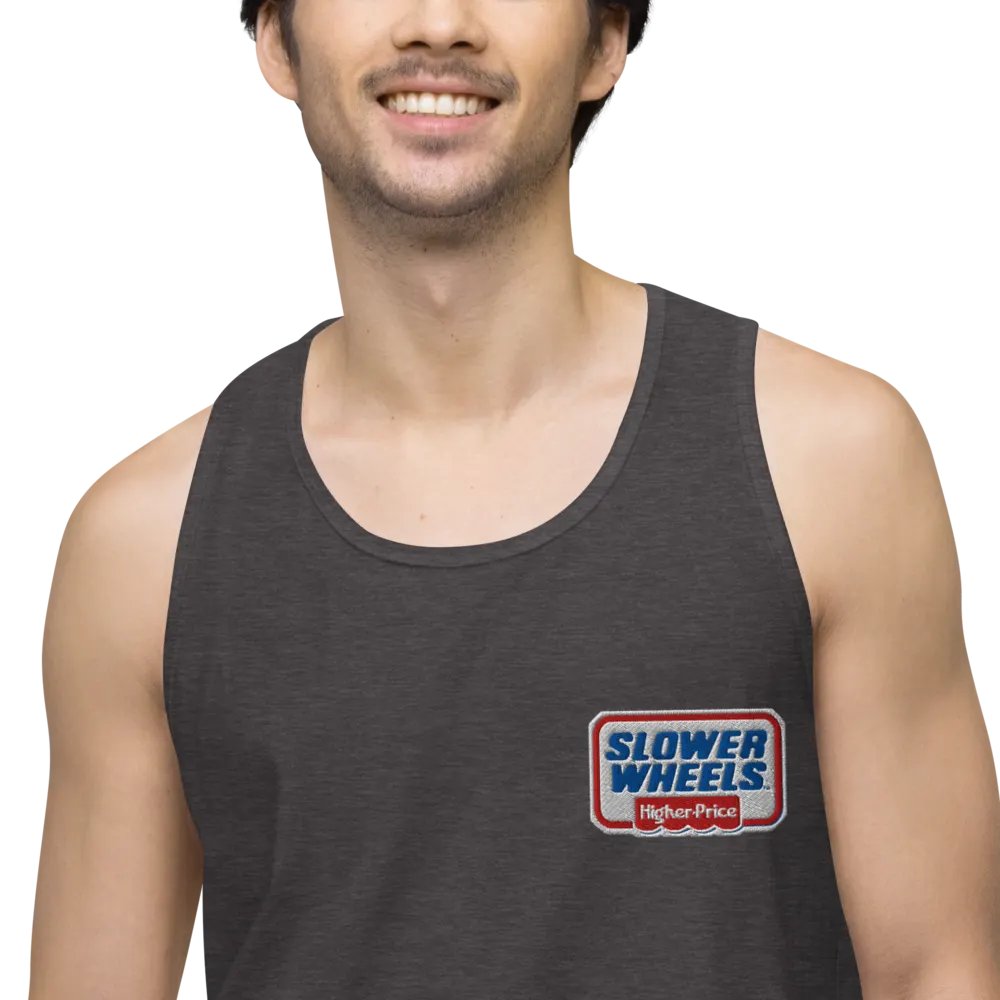 SLOWER WHEELS, HIGHER PRICE UNISEX EMBROIDERED SLEEVELESS TEE product image (9)