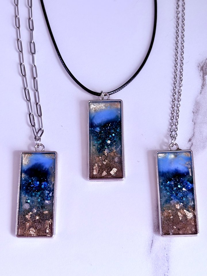 MFD-00239 | 🌊 Slice of the Sea | Handmade Resin & Sand Pendant Necklace | Coastal Charm Jewelry by Monique Faella Designs™ product image (1)