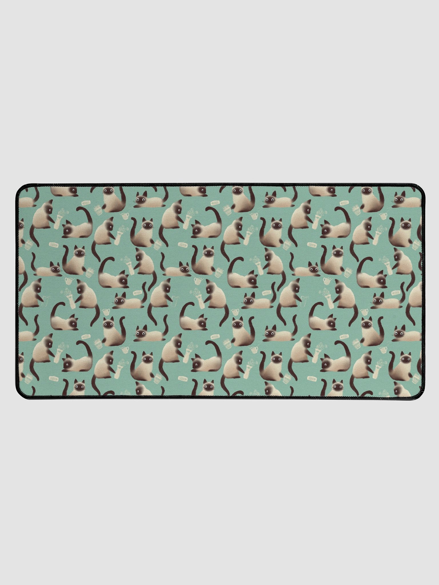 Bad Siamese Cats Knocking Stuff Over Patterned Desk Mat, Mint product image (1)