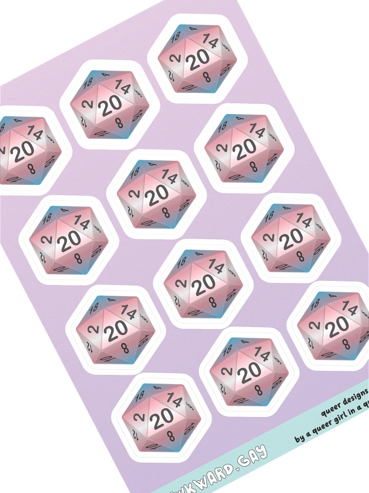 Trans Pride D20 Sticker Sheet product image (1)