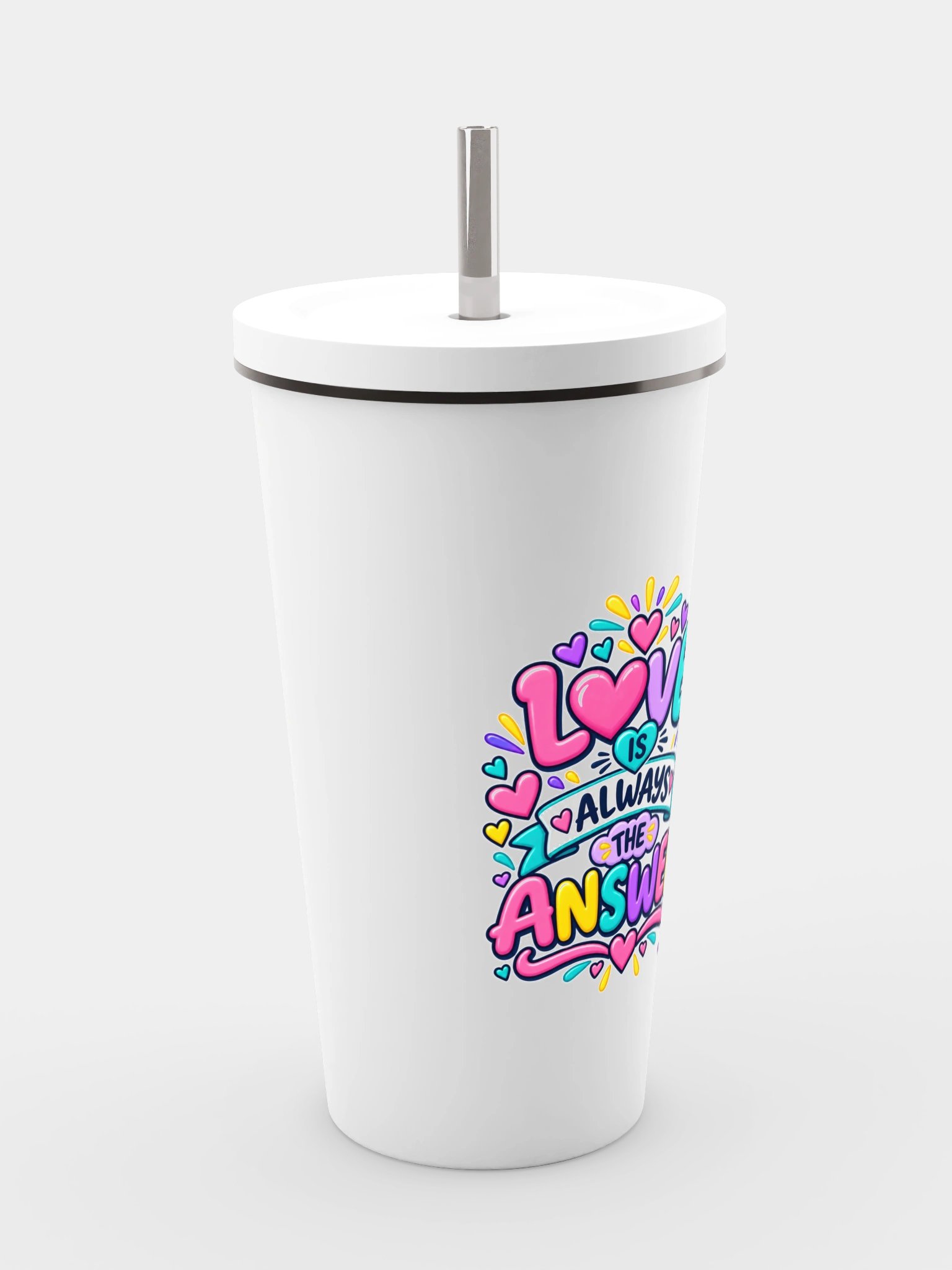 Stainless Steel Insulated Inspirational Tumbler with a Straw - Love is Always the Answer product image (4)