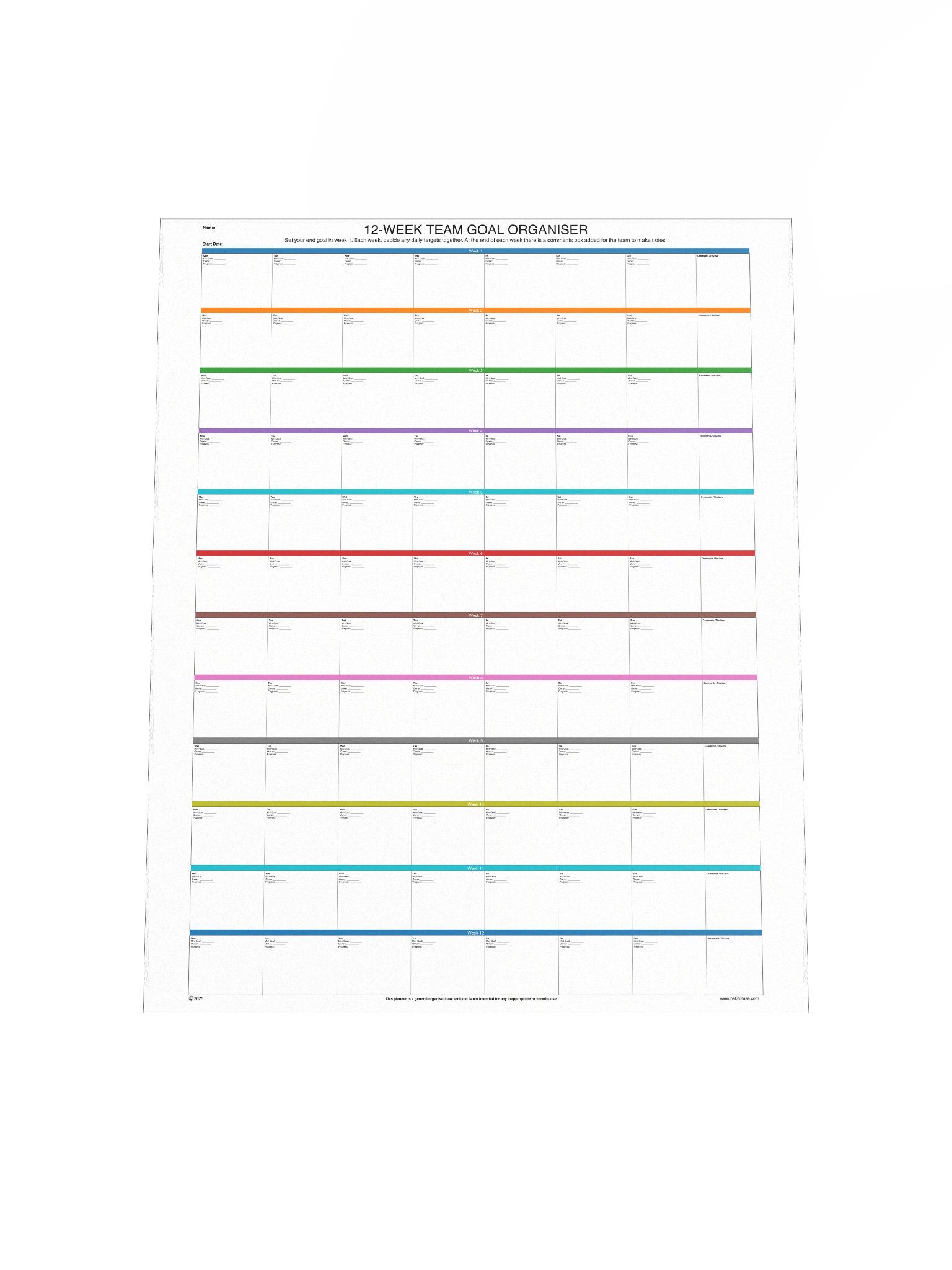 Team Goal Organiser 12 Week product image (5)