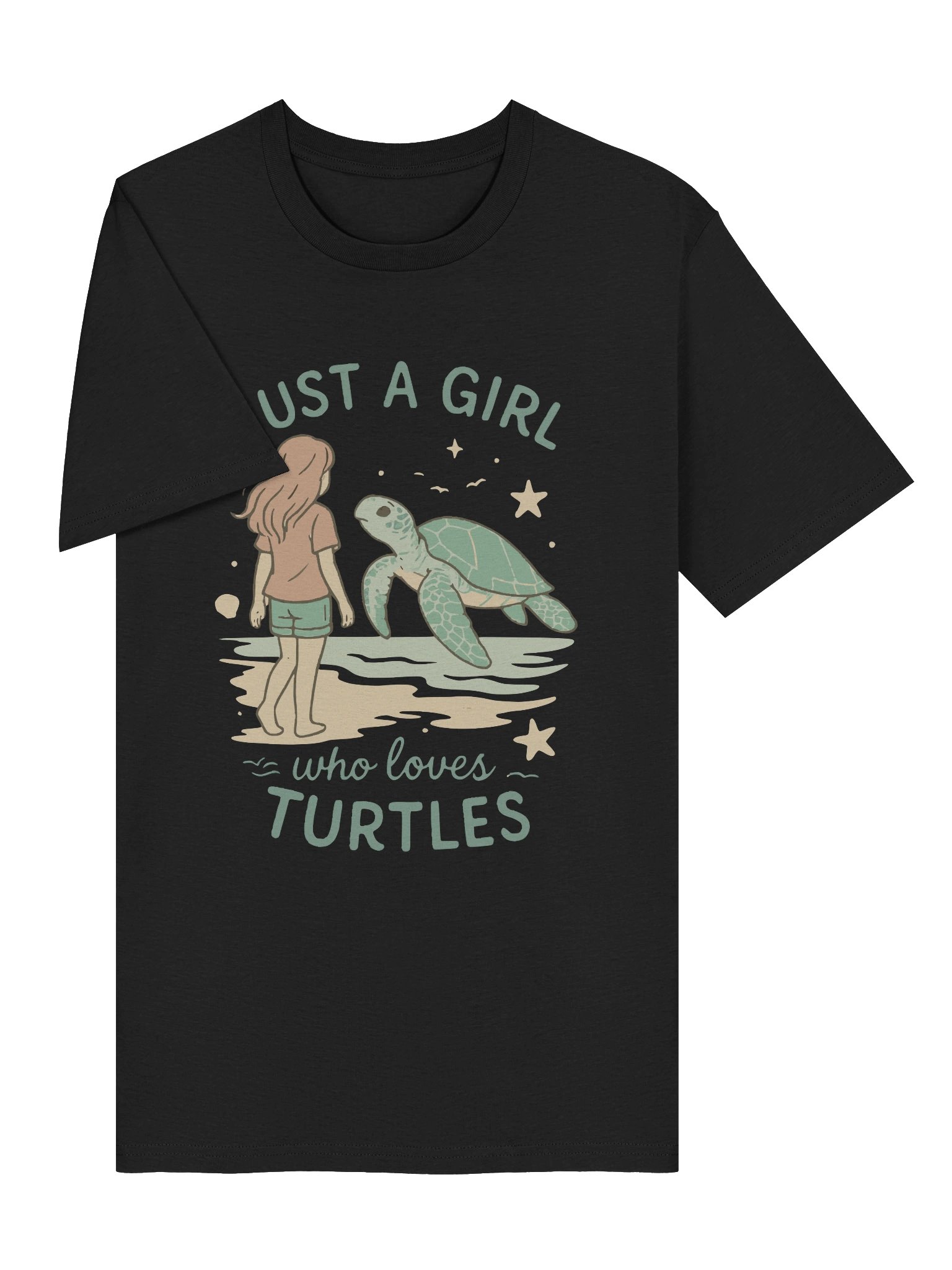 Graphic with Pastel Colors and Retro Hand-Drawn Text ‘Just a Girl Who Loves Turtles’ product image (33)