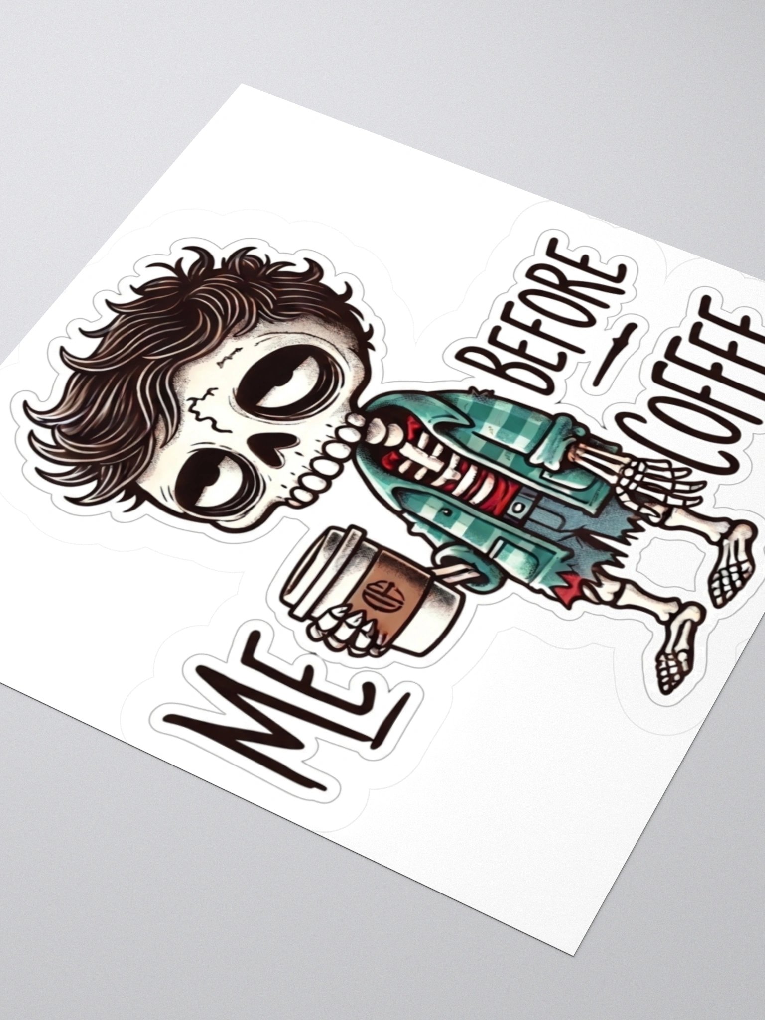 "Me Before Coffee" Zombie Dude Kiss-Cut Sticker product image (3)