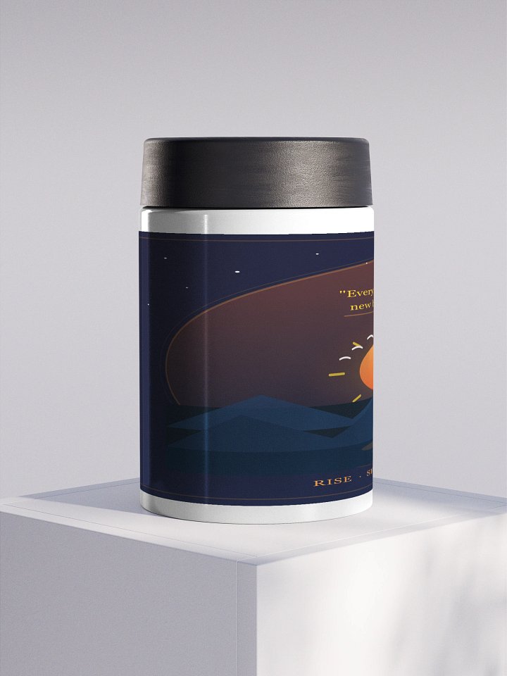 Sunrise Stainless Steel Can Cooler – Rise Shine Repeat Koozie product image (1)