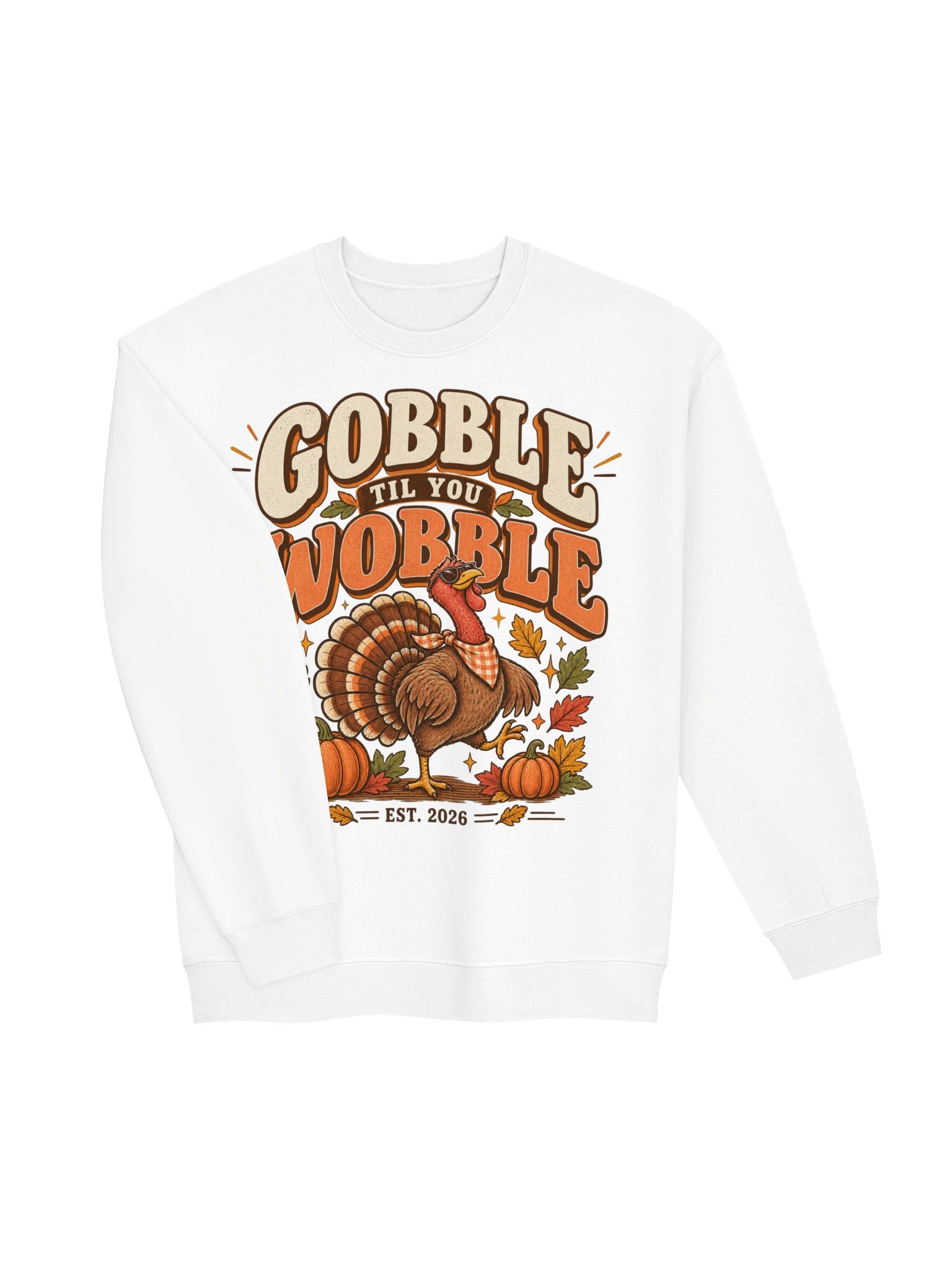 Gobble Til You Wobble Thanksgiving Sweatshirt | Cozy Autumn Crewneck product image (5)