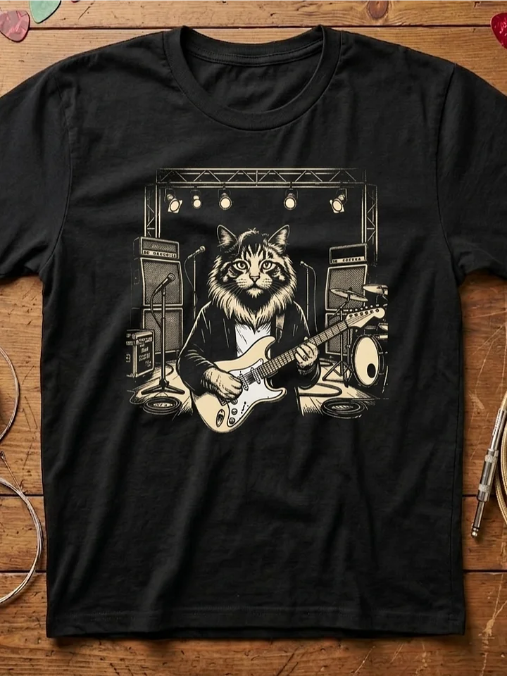 Slowpaw, Eric Catnipton Cat Guitar T-Shirt | Funny Rock Music Cat Tee product image (1)