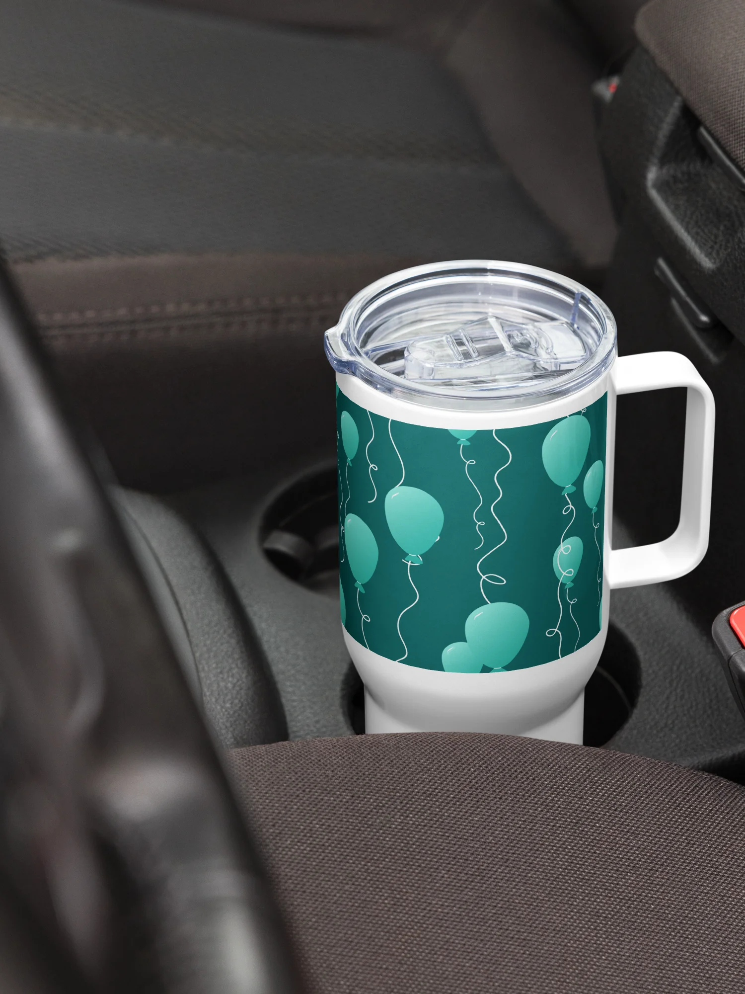 Party Time! Teal Balloon Stainless Steel Travel Mug with Handle product image (4)