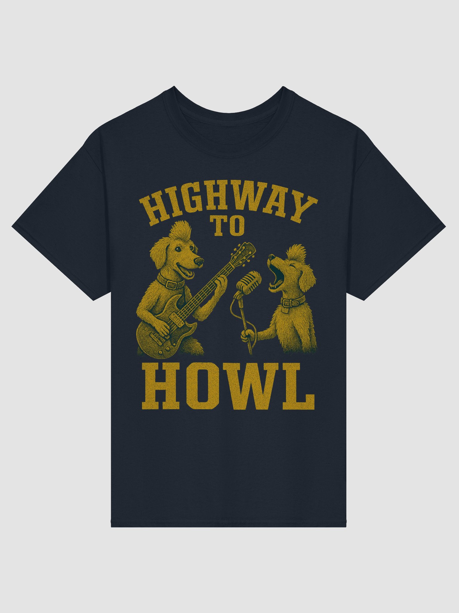 Highway to Howl Band T-Shirt - Cute Dogs Playing Guitar product image (1)