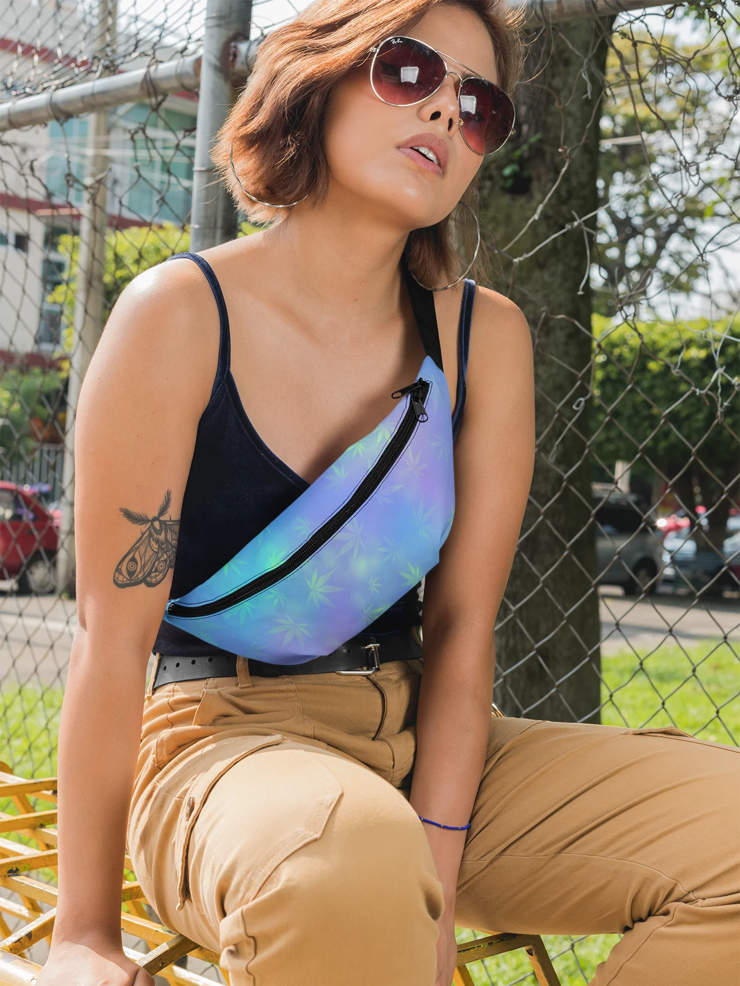 Pastel Cannabis Leaf Fanny Pack – Chill Style on the Go product image (1)