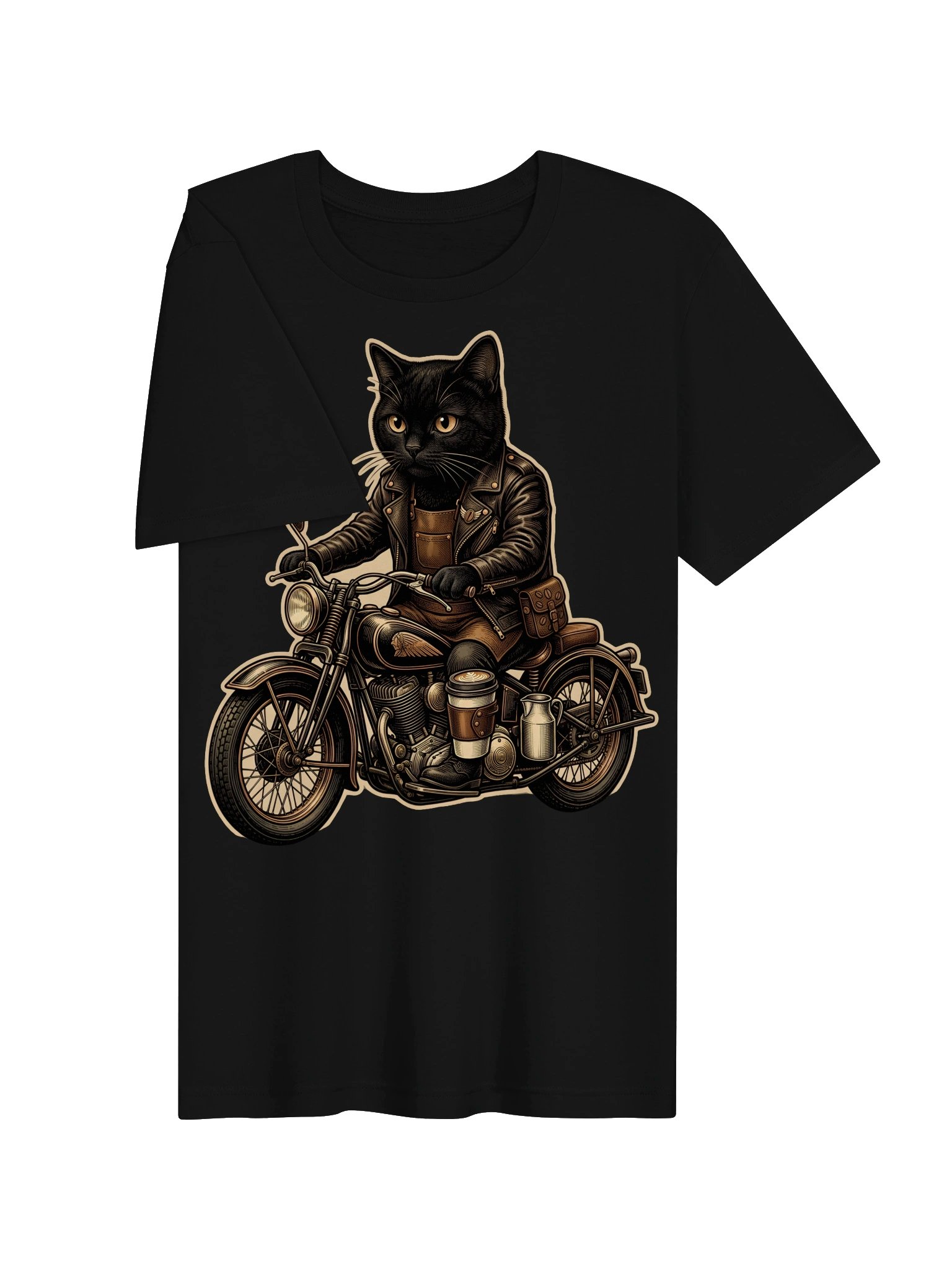 Biker Cat Vintage Graphic Tee - Motorcycle Coffee Club Shirt product image (9)