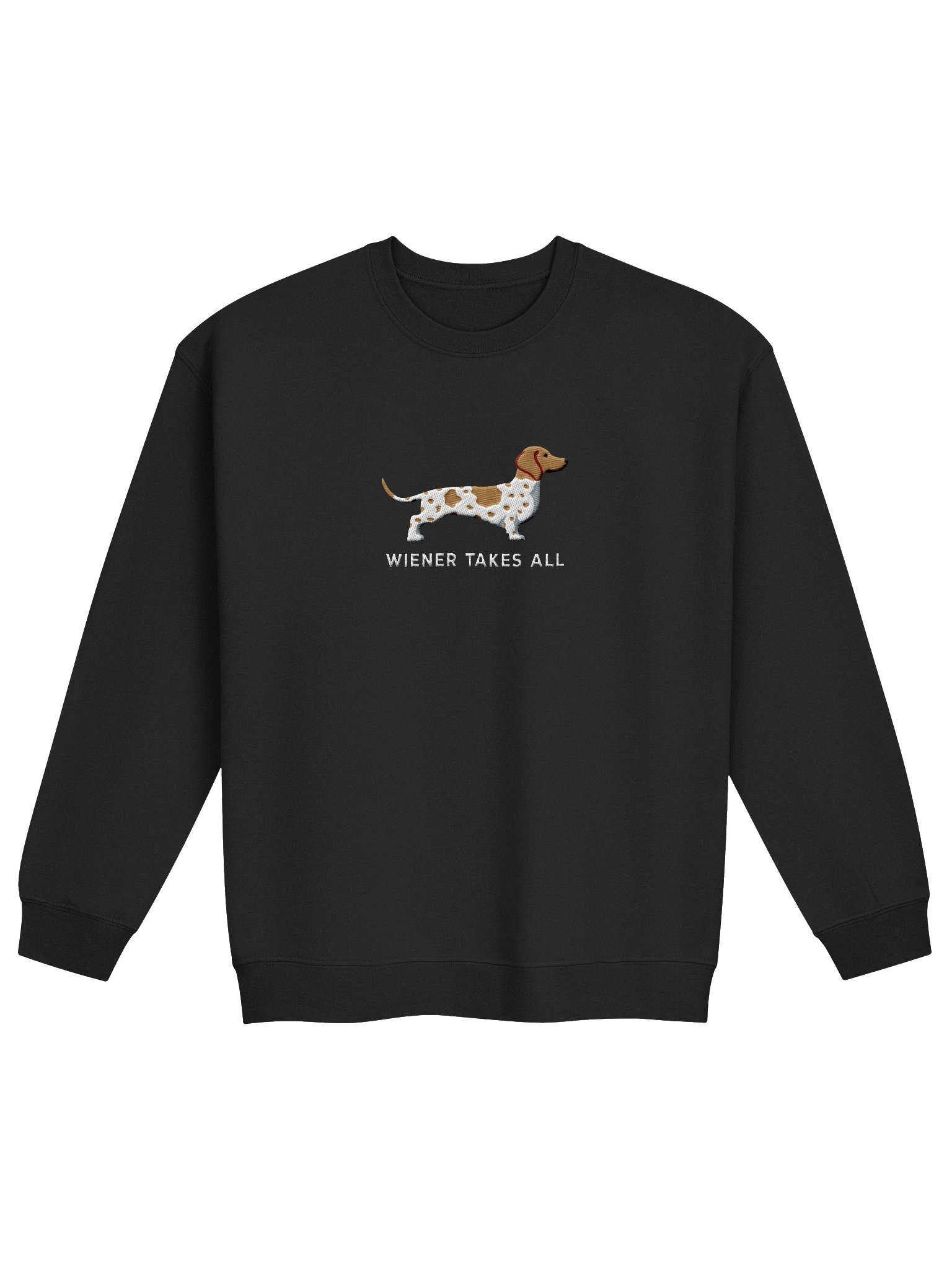 Wiener Takes All Sweatshirt (Embroidered) of a Dachshund(Piebald Brown) product image (4)