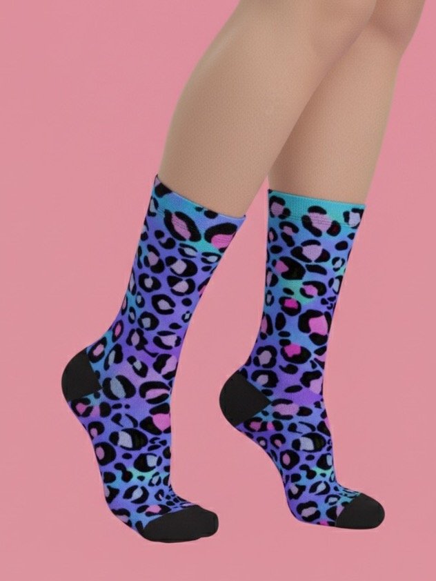 Leopard Neon Crew Socks product image (1)