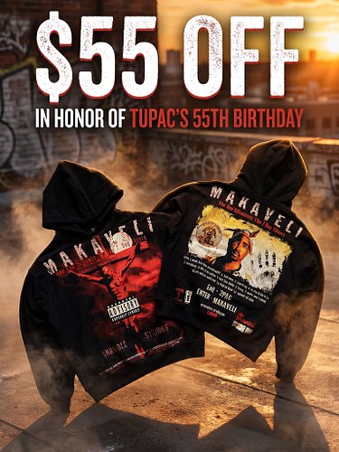 Legends Live Forever. 🕊️

To honor Tupac’s 55th birthday, we’re taking $55 OFF our exclusive heavyweight Makaveli hoodie for ...