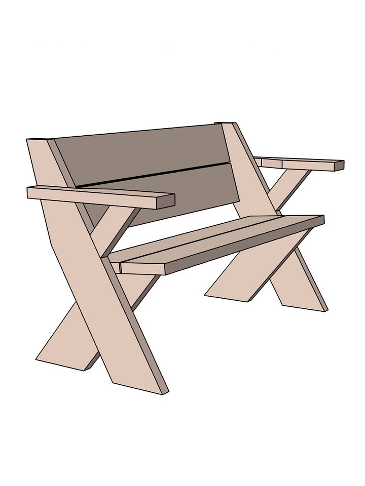 2x8 Outdoor Bench Plans w/ Arms product image (1)