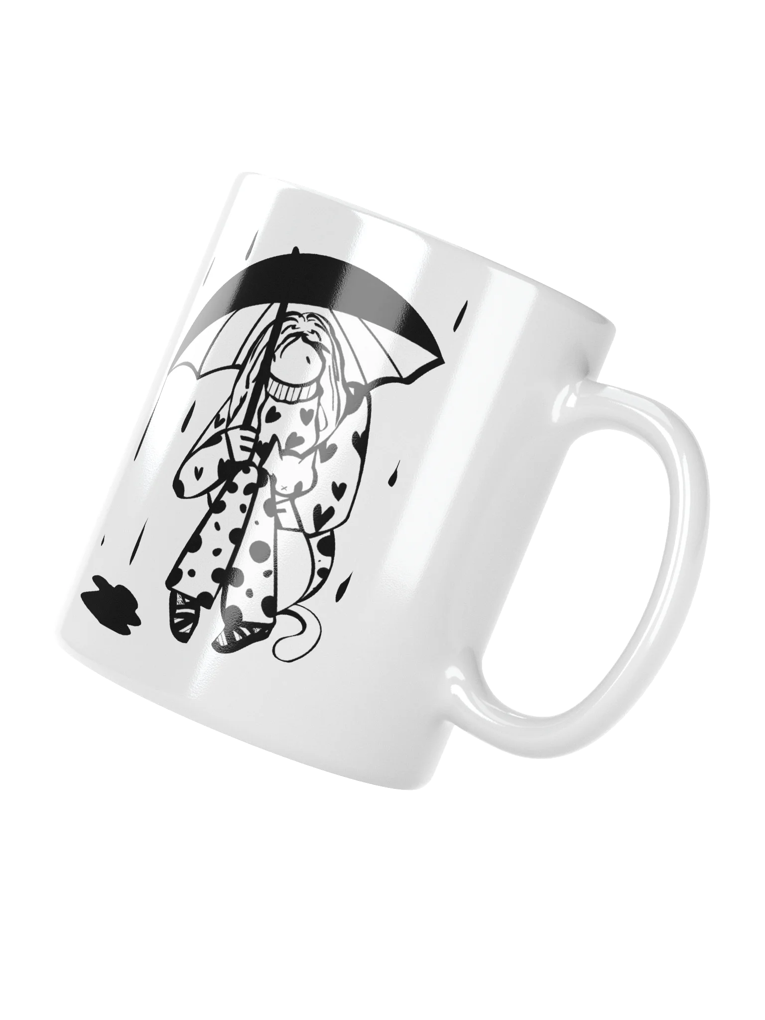 Mug: Lineart of Girl with cat under umbrella product image (3)