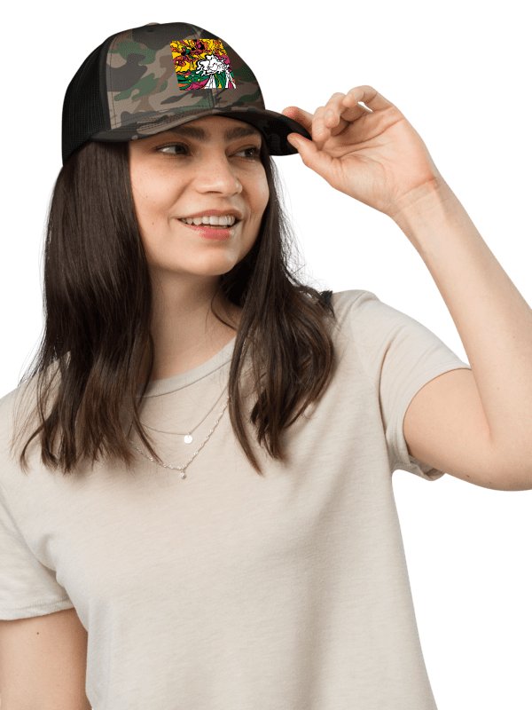 Vibrant Swirl Camo Trucker Hat - Wave at Sunset product image (20)